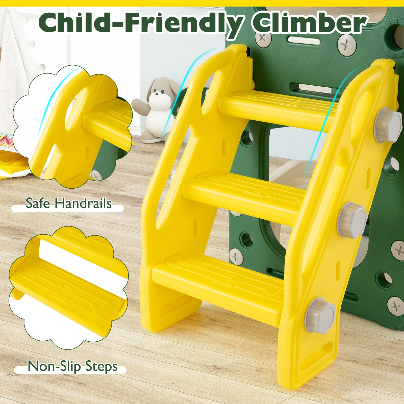 10 in 1 Toddler Slide Set, Kids Slide and Climber Playset, Indoor Playground for Ages 3+ - Image 5