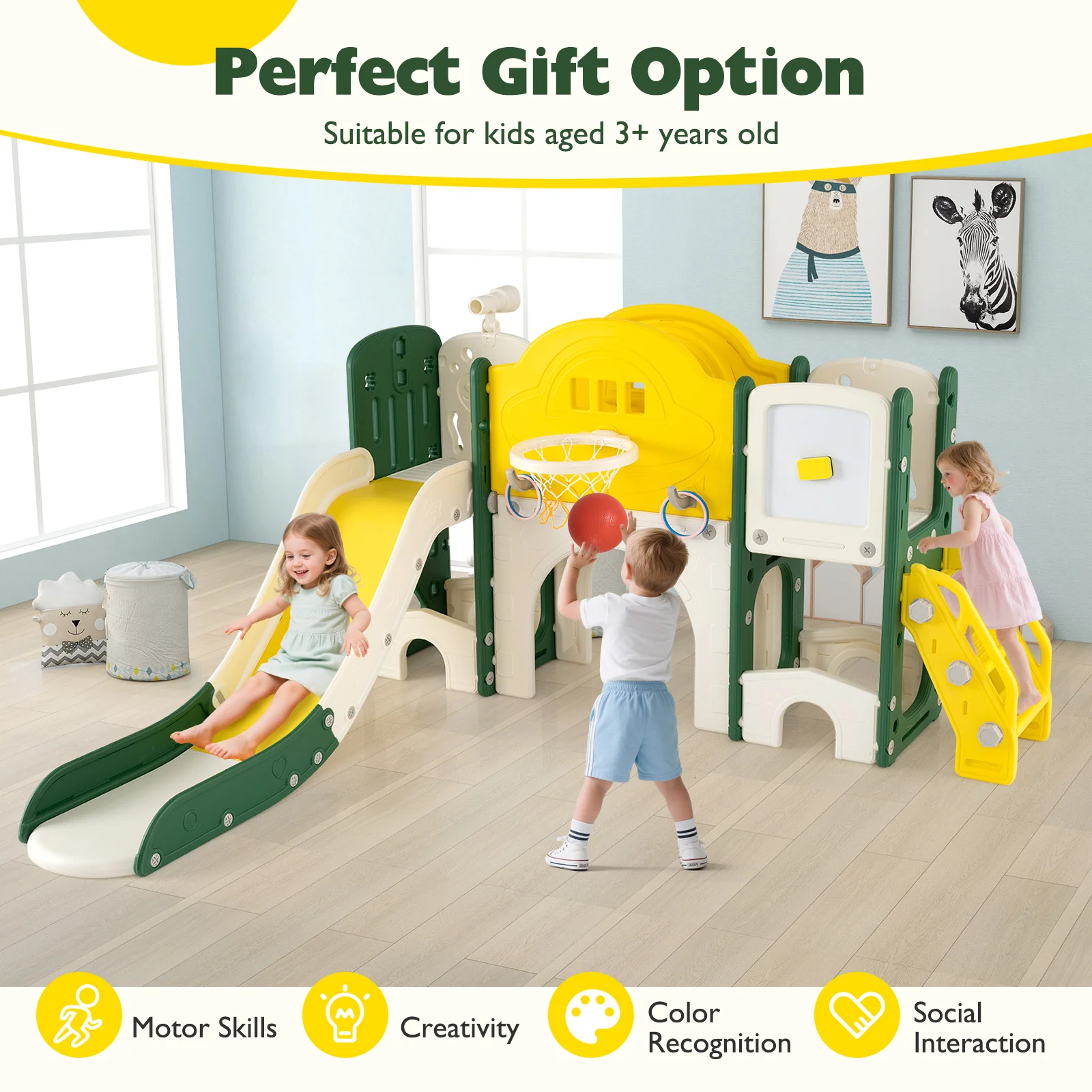 10 in 1 Toddler Slide Set, Kids Slide and Climber Playset, Indoor Playground for Ages 3+ - Image 8