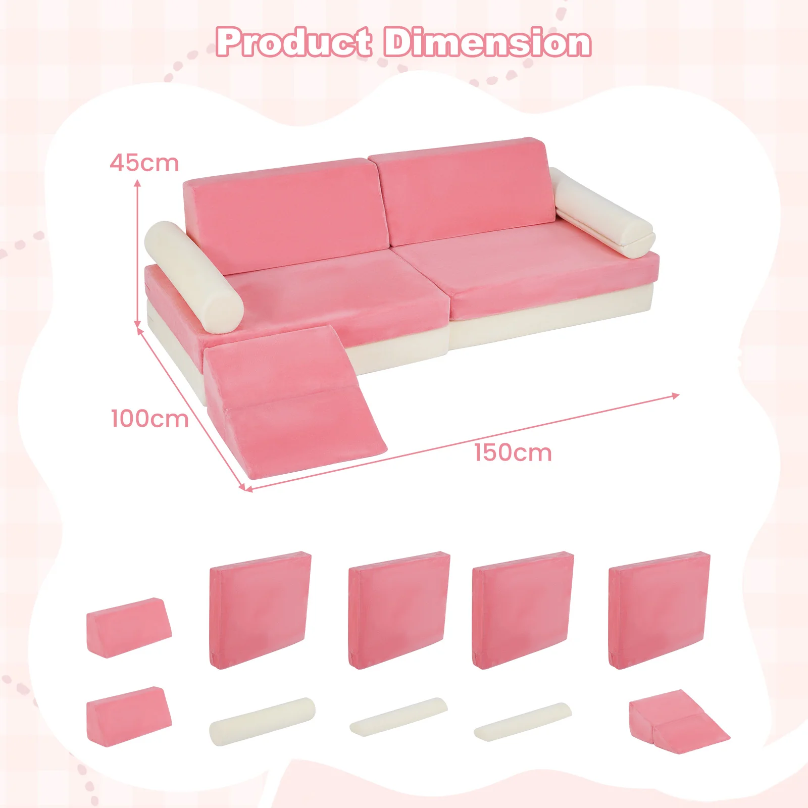 10-Piece Climb and Crawl Foam Playset Modular Kids Play Couch - Image 3