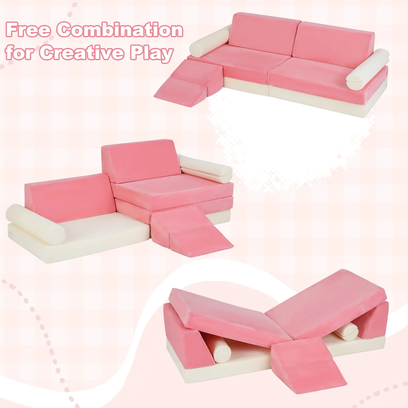 10-Piece Climb and Crawl Foam Playset Modular Kids Play Couch - Image 4