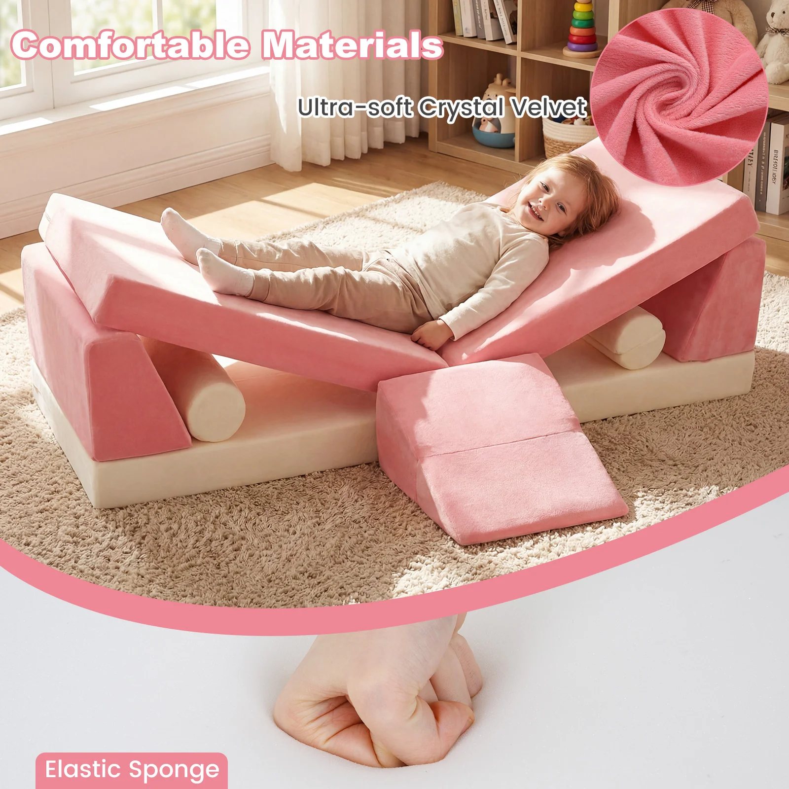 10-Piece Climb and Crawl Foam Playset Modular Kids Play Couch - Image 5