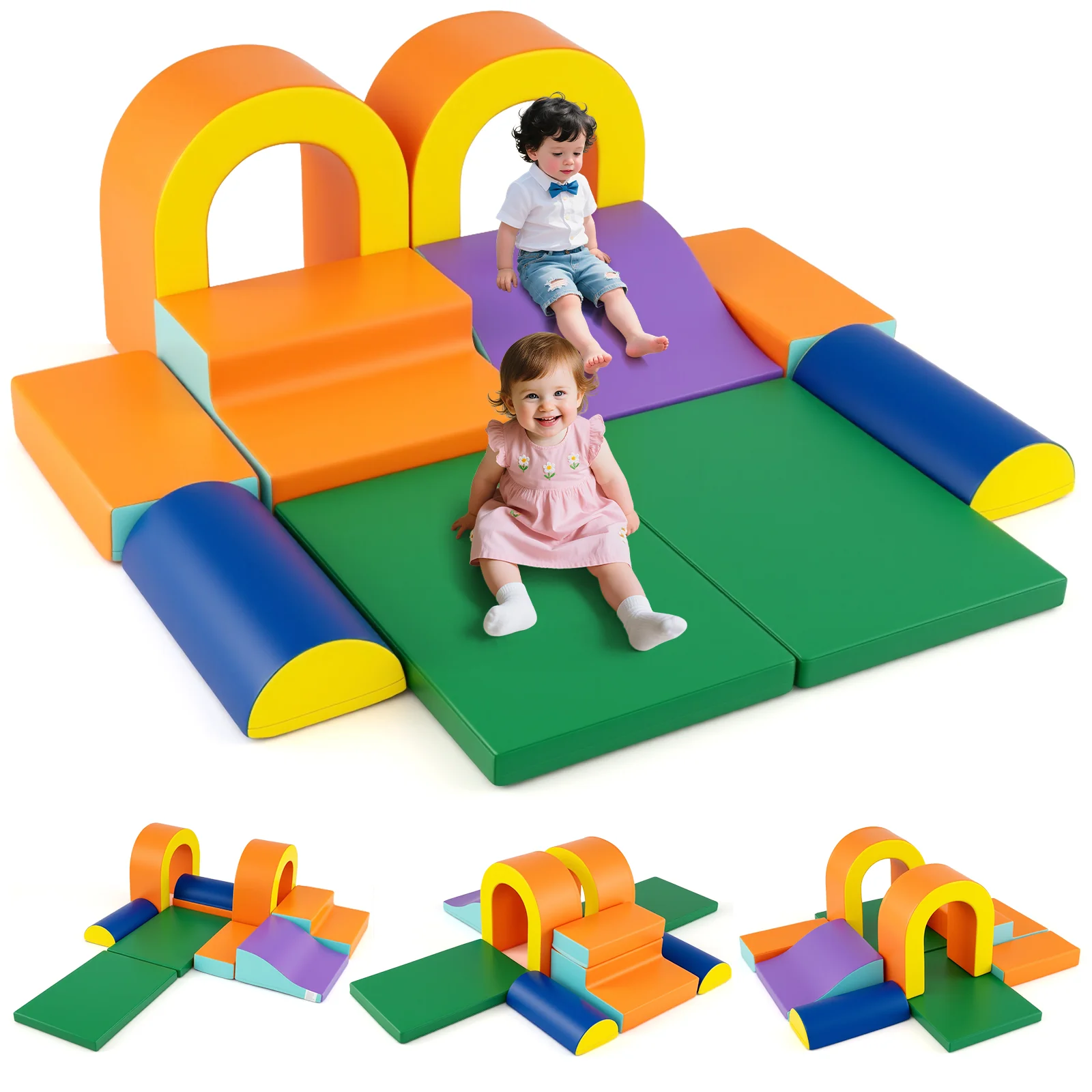 10-Piece Foam Climbing Blocks, Soft PU Leather Play Gym - Image 10