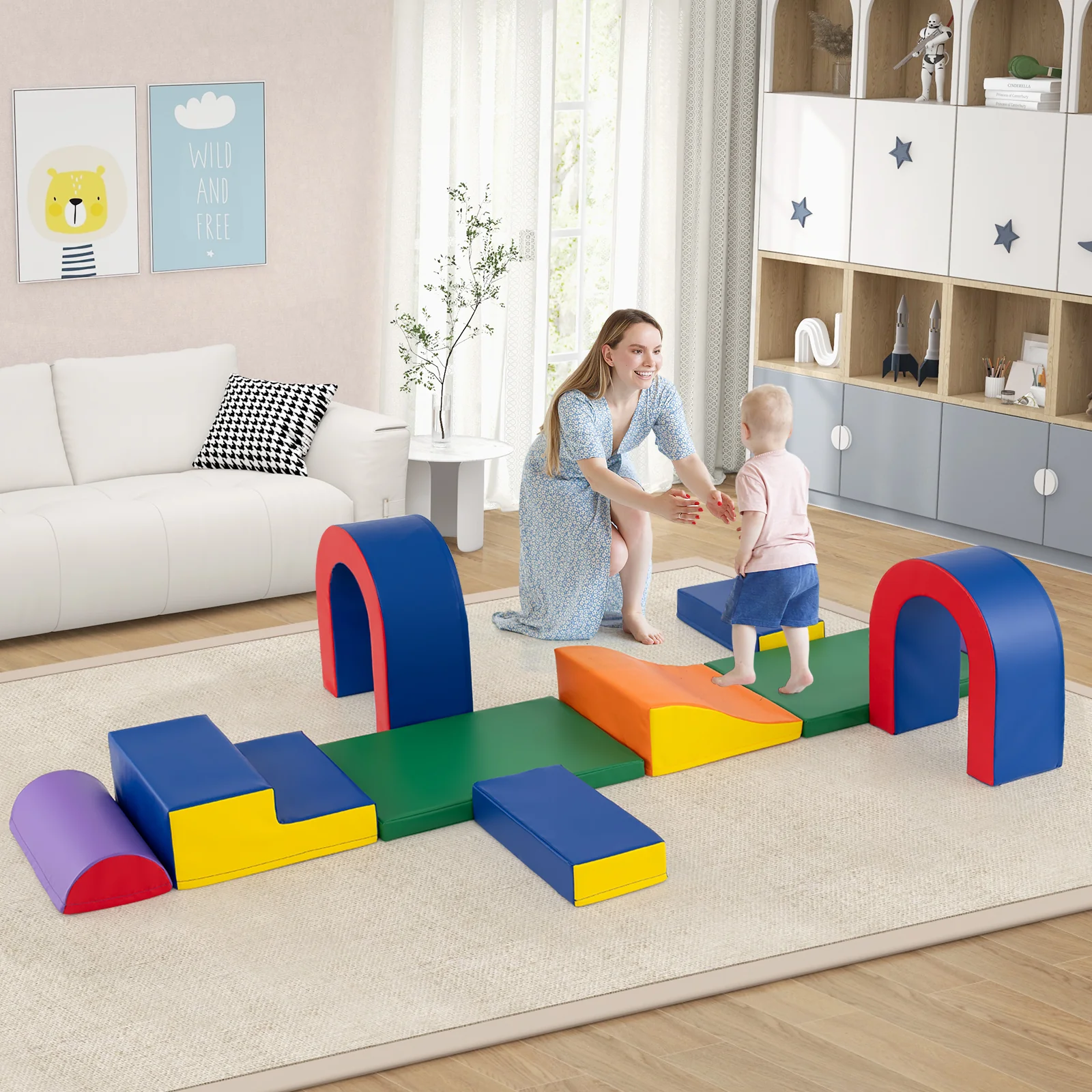 10-Piece Foam Climbing Blocks, Soft PU Leather Play Gym - Image 2