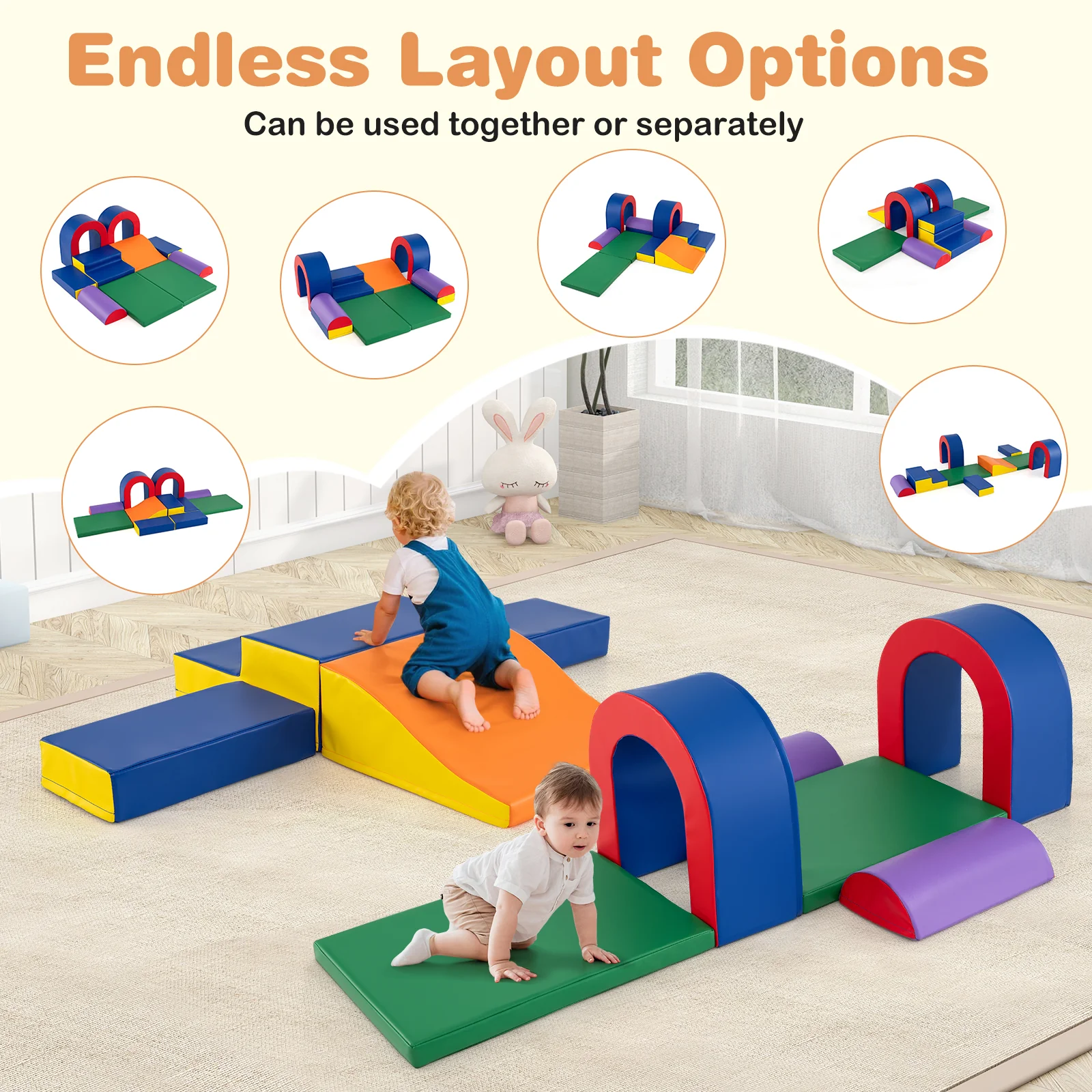 10-Piece Foam Climbing Blocks, Soft PU Leather Play Gym - Image 3