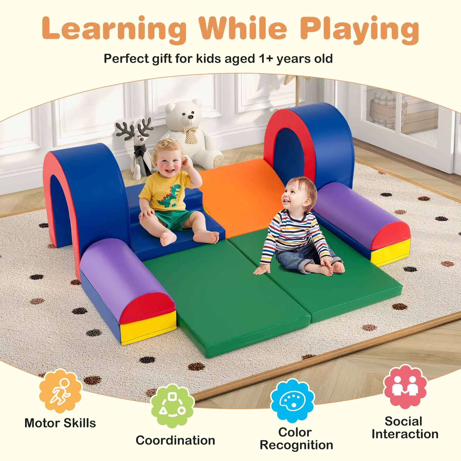 10-Piece Foam Climbing Blocks, Soft PU Leather Play Gym - Image 5