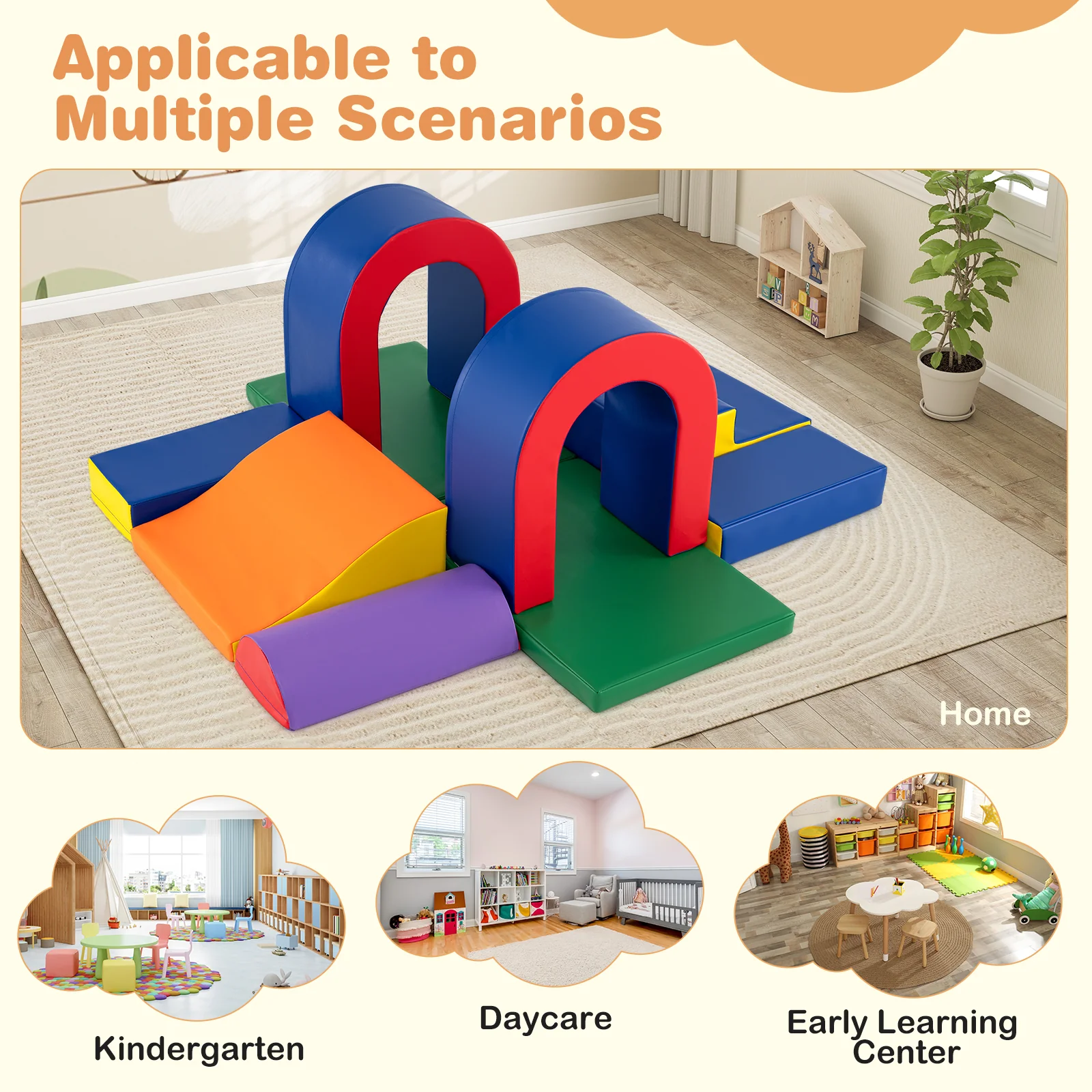 10-Piece Foam Climbing Blocks, Soft PU Leather Play Gym - Image 6