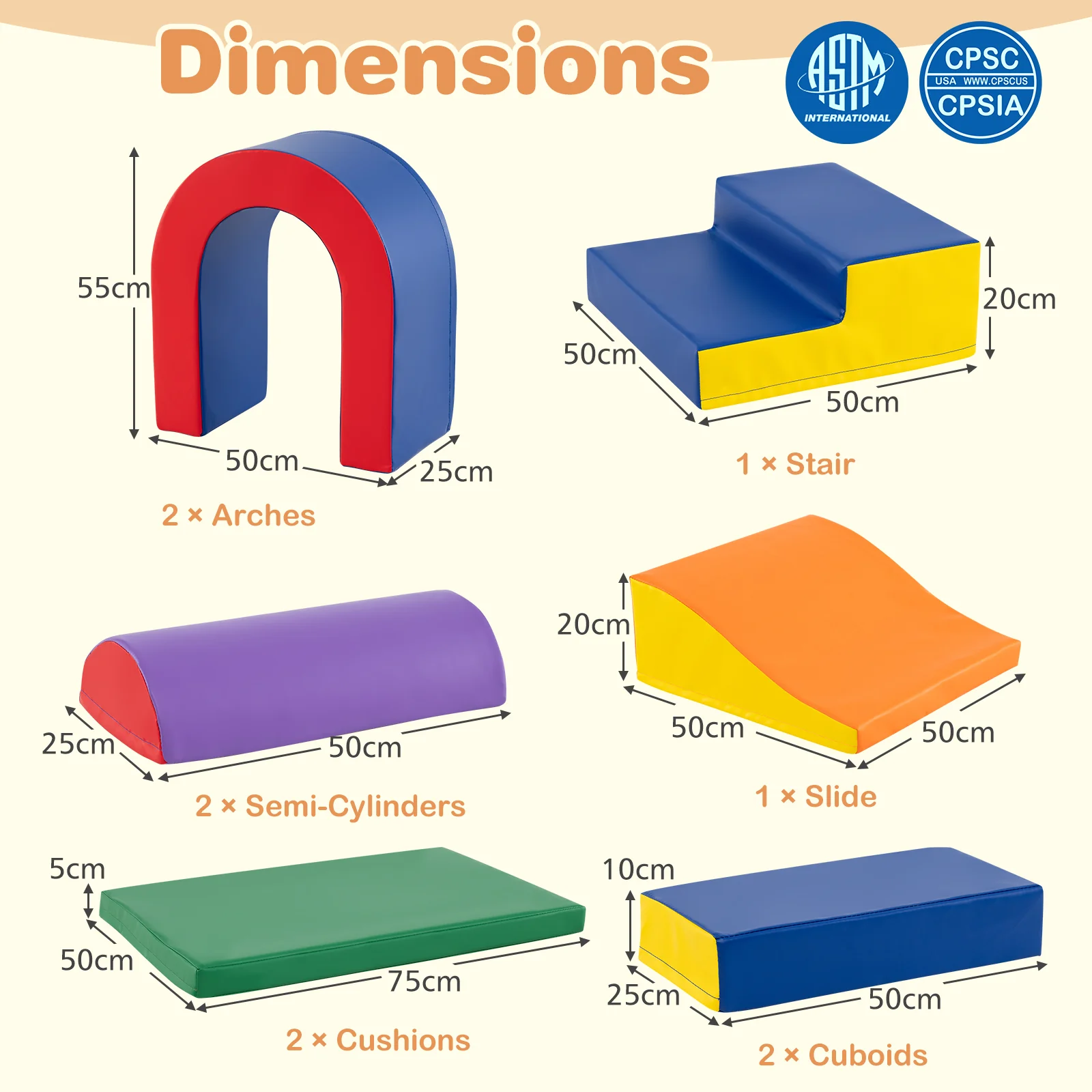 10-Piece Foam Climbing Blocks, Soft PU Leather Play Gym - Image 9