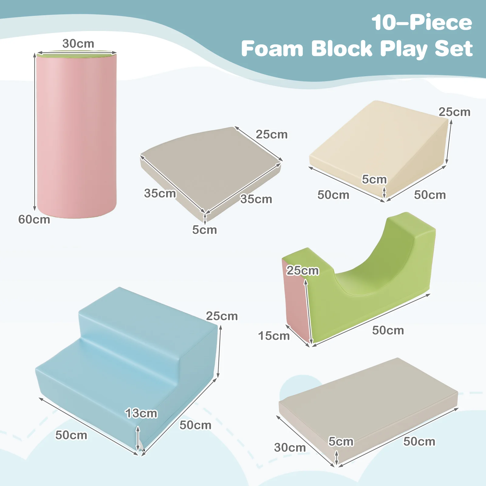 10-Piece Foam Climbing Toys for Toddlers, Soft Foam PU Leather Building Blocks for Kids 1-3 Years Old - Image 7