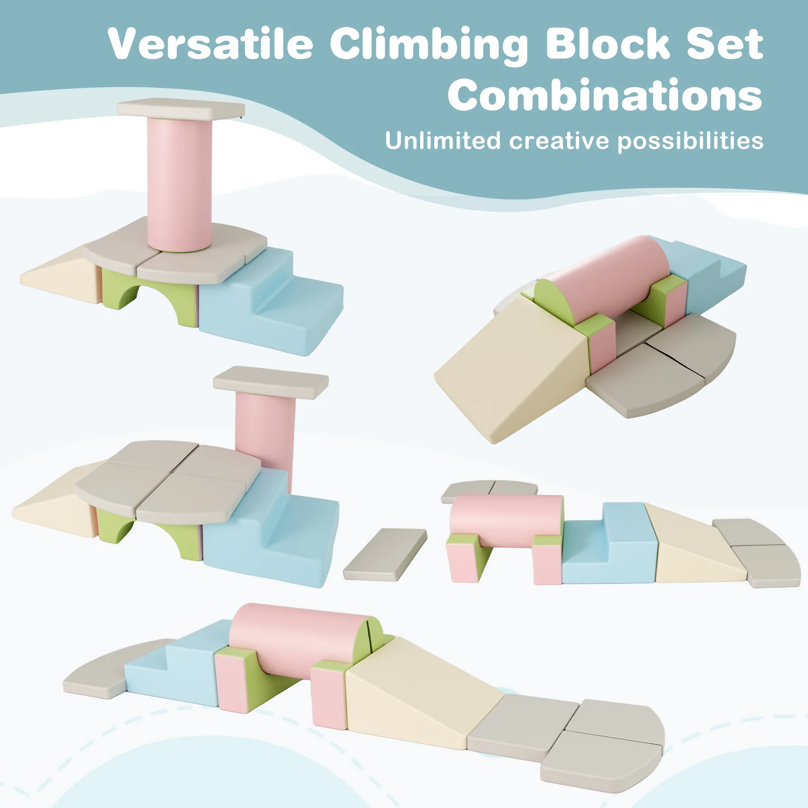 10-Piece Foam Climbing Toys for Toddlers, Soft Foam PU Leather Building Blocks for Kids 1-3 Years Old - Image 8