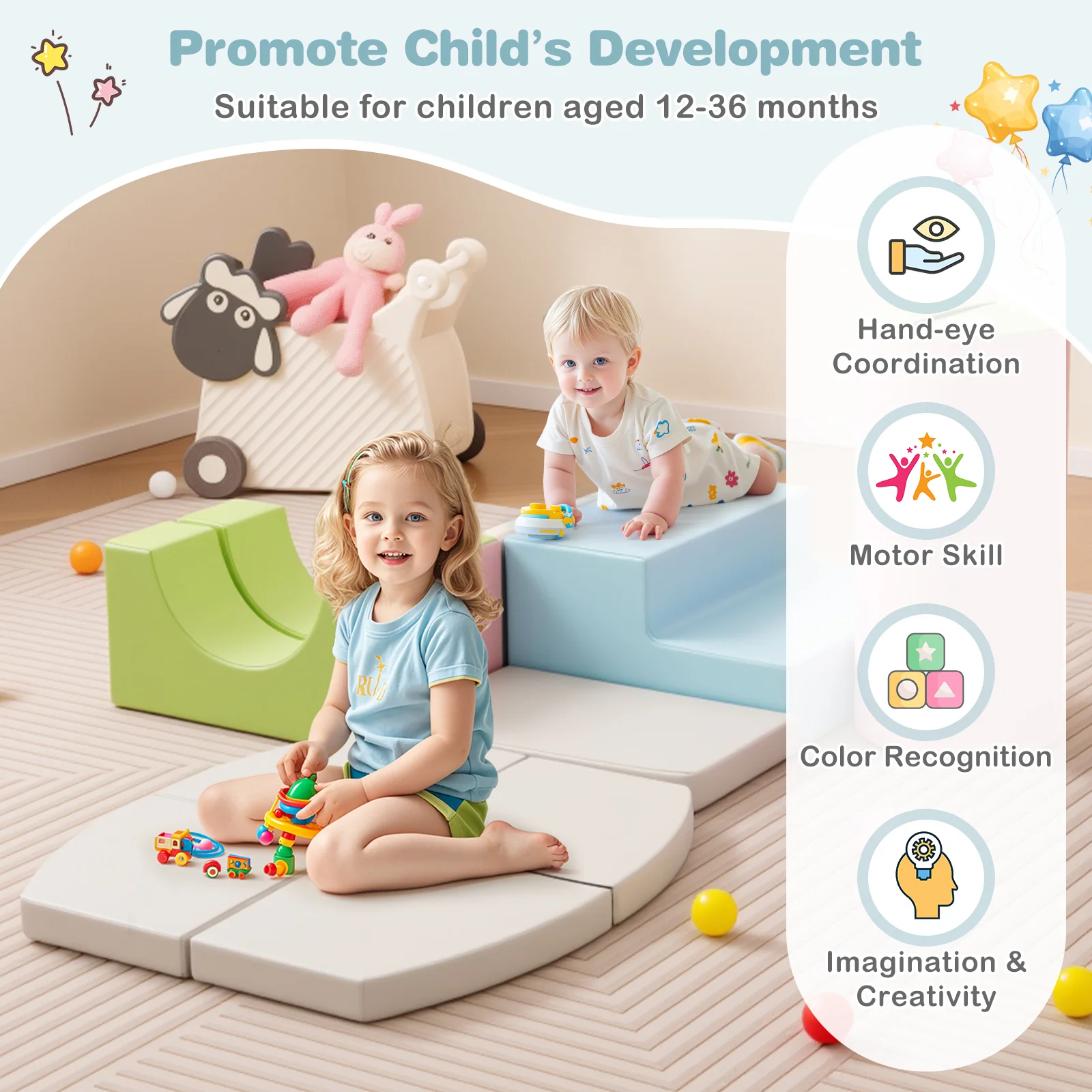 10-Piece Foam Climbing Toys for Toddlers, Soft Foam PU Leather Building Blocks for Kids 1-3 Years Old - Image 9