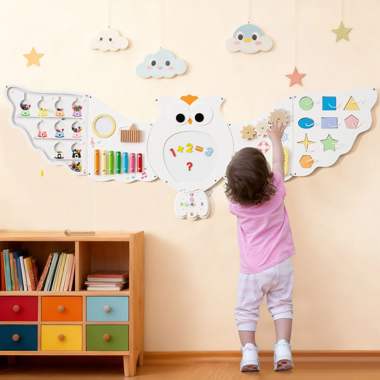 11-In-1 Owl Activity Wall Busy Board Panels for Kids 3+ Years Old - Image 2