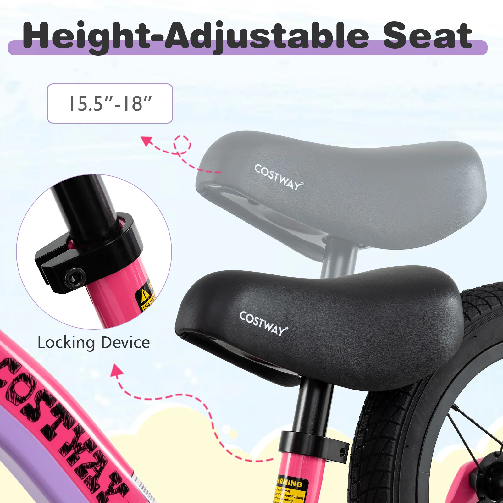 12-Inch Balance Bike, 2 Wheels Kids Bike with Adjustable Seat, First Bike w/ 360° Rotatable Handlebar - Image 3