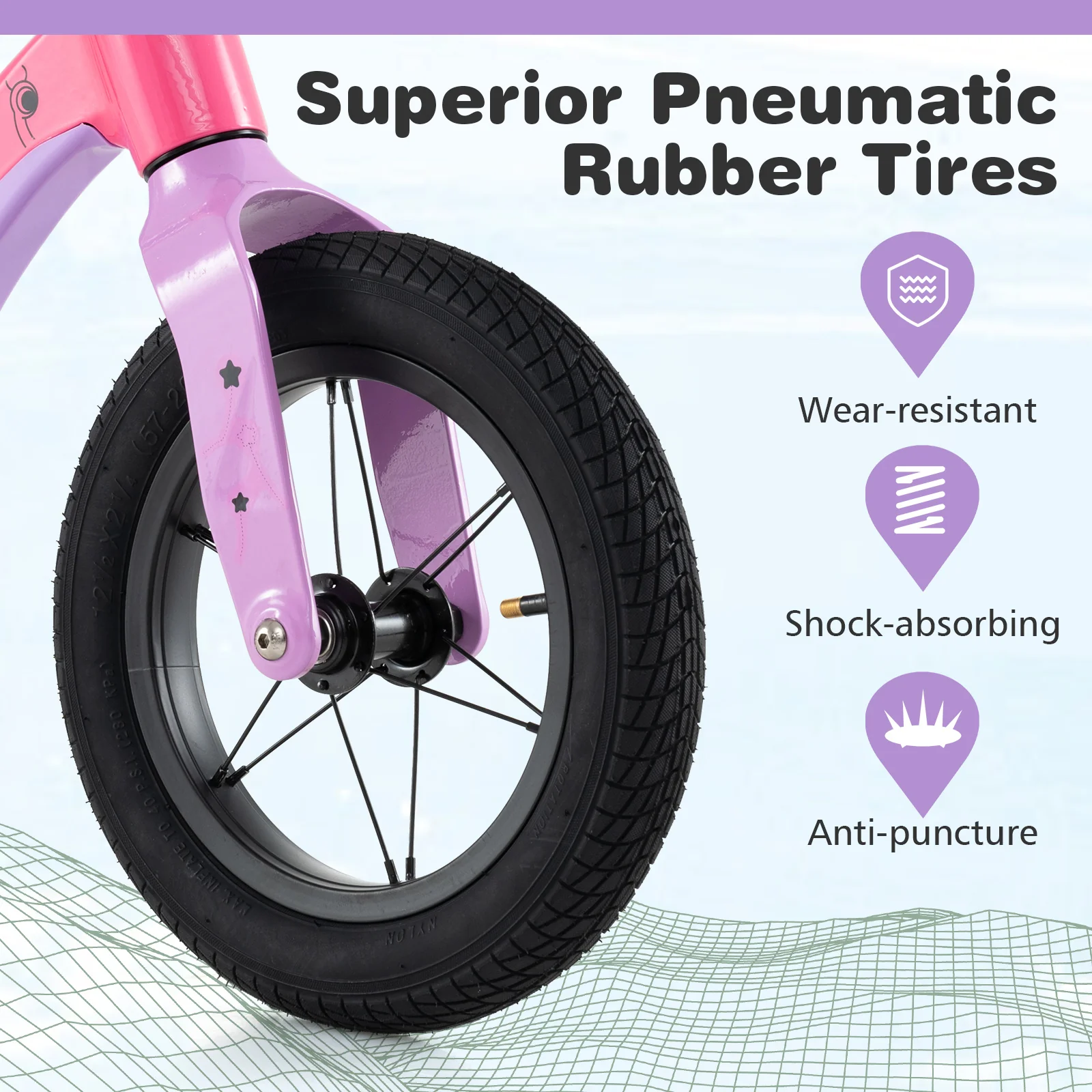 12-Inch Balance Bike, 2 Wheels Kids Bike with Adjustable Seat, First Bike w/ 360° Rotatable Handlebar - Image 9