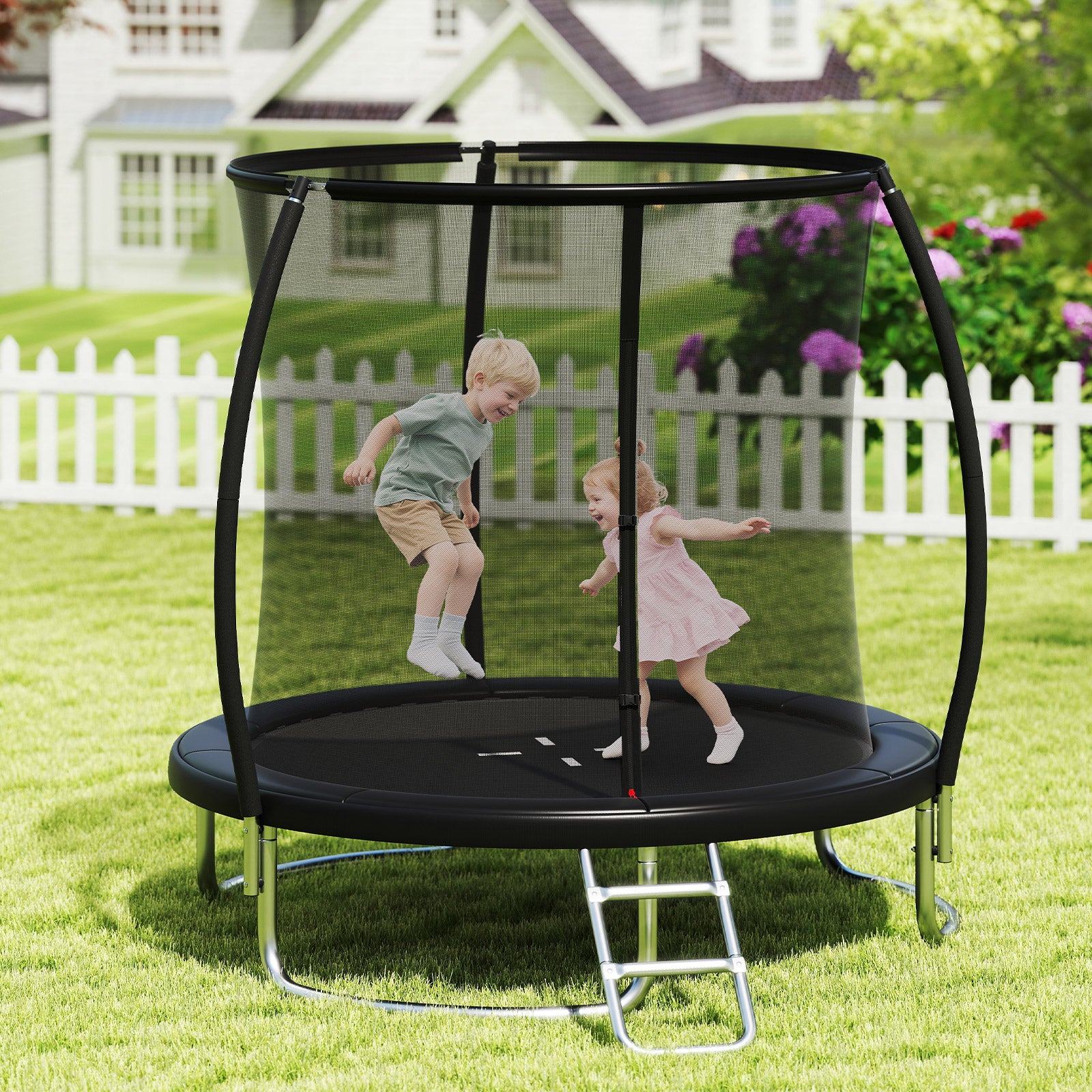 12FT 10FT 8FT Outdoor Trampoline, Heavy-Duty Recreational Trampoline with Safety Enclosure Net - Image 2