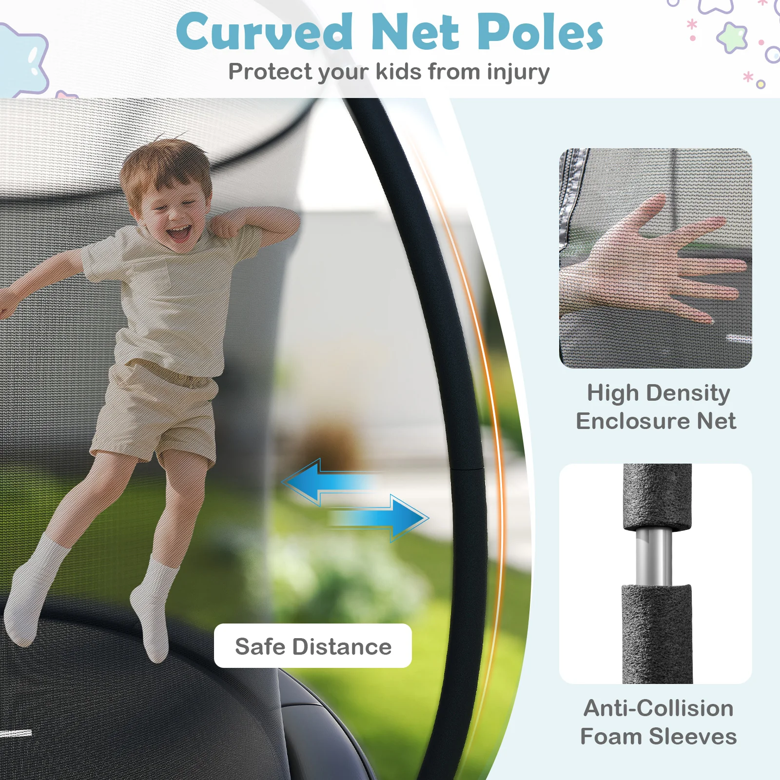 12FT 10FT 8FT Outdoor Trampoline, Heavy-Duty Recreational Trampoline with Safety Enclosure Net - Image 4