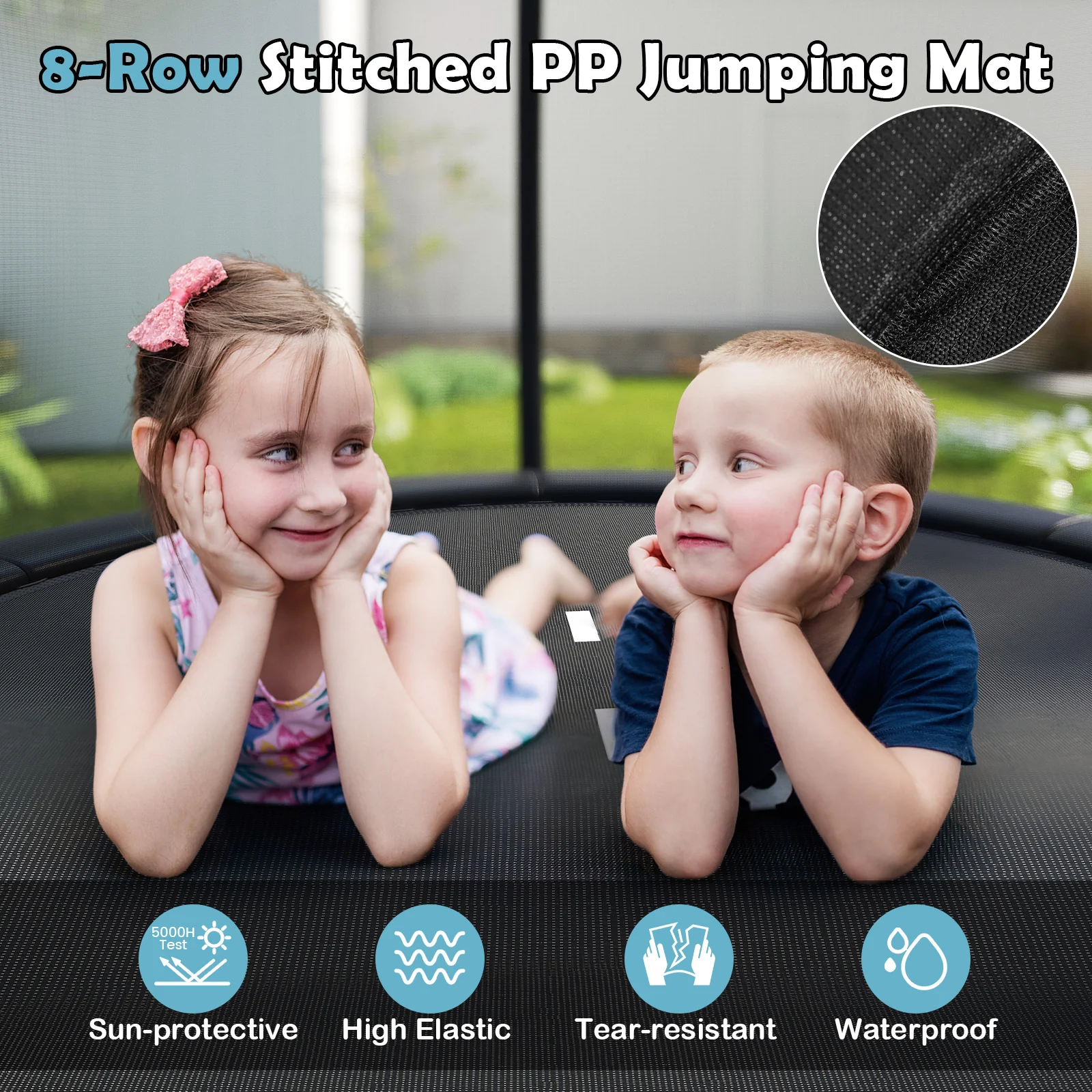 12FT 10FT 8FT Outdoor Trampoline, Heavy-Duty Recreational Trampoline with Safety Enclosure Net - Image 7