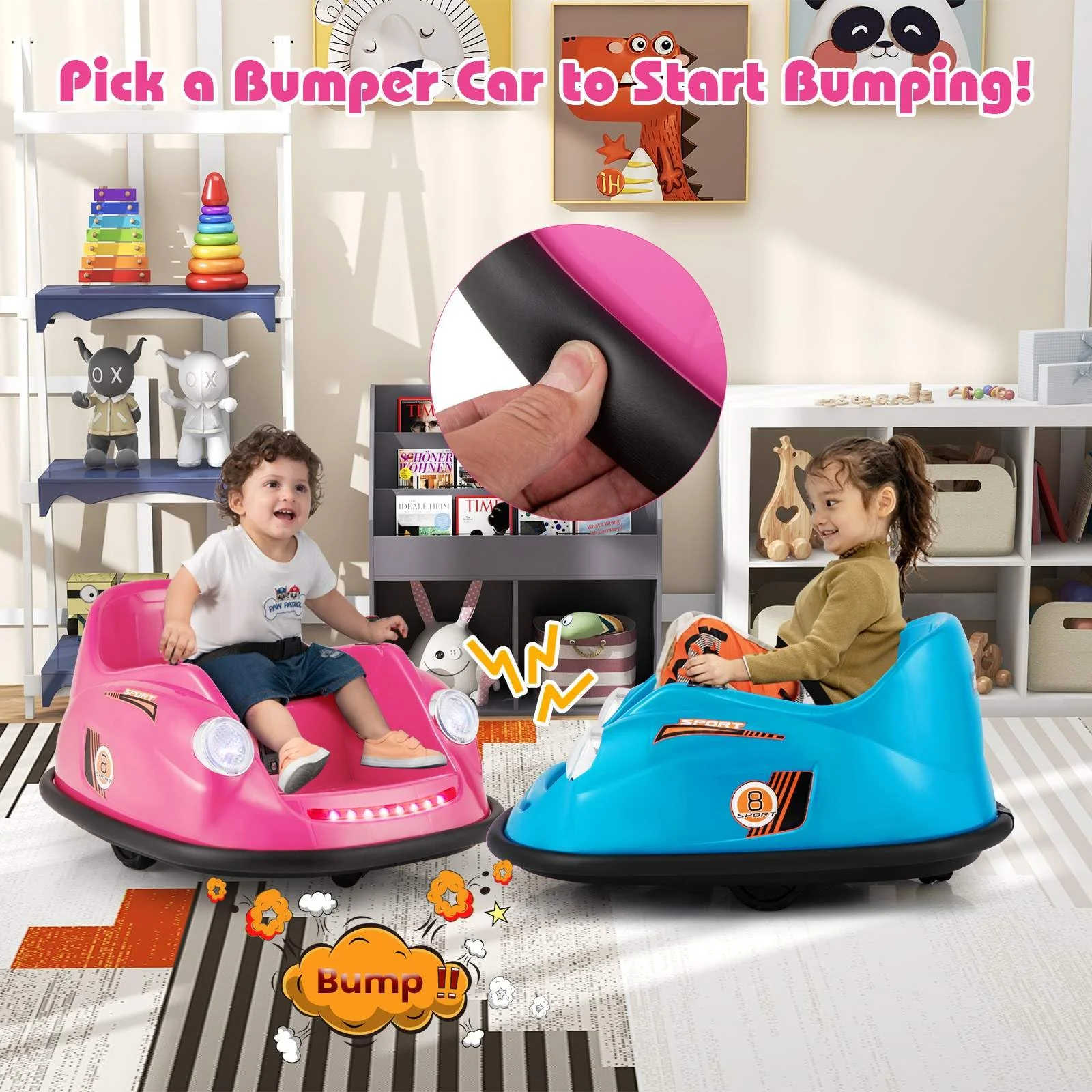 12V Electric Kids Ride on Bumper Car with Remote Control for Toddlers 2-5 Years Old - Image 2