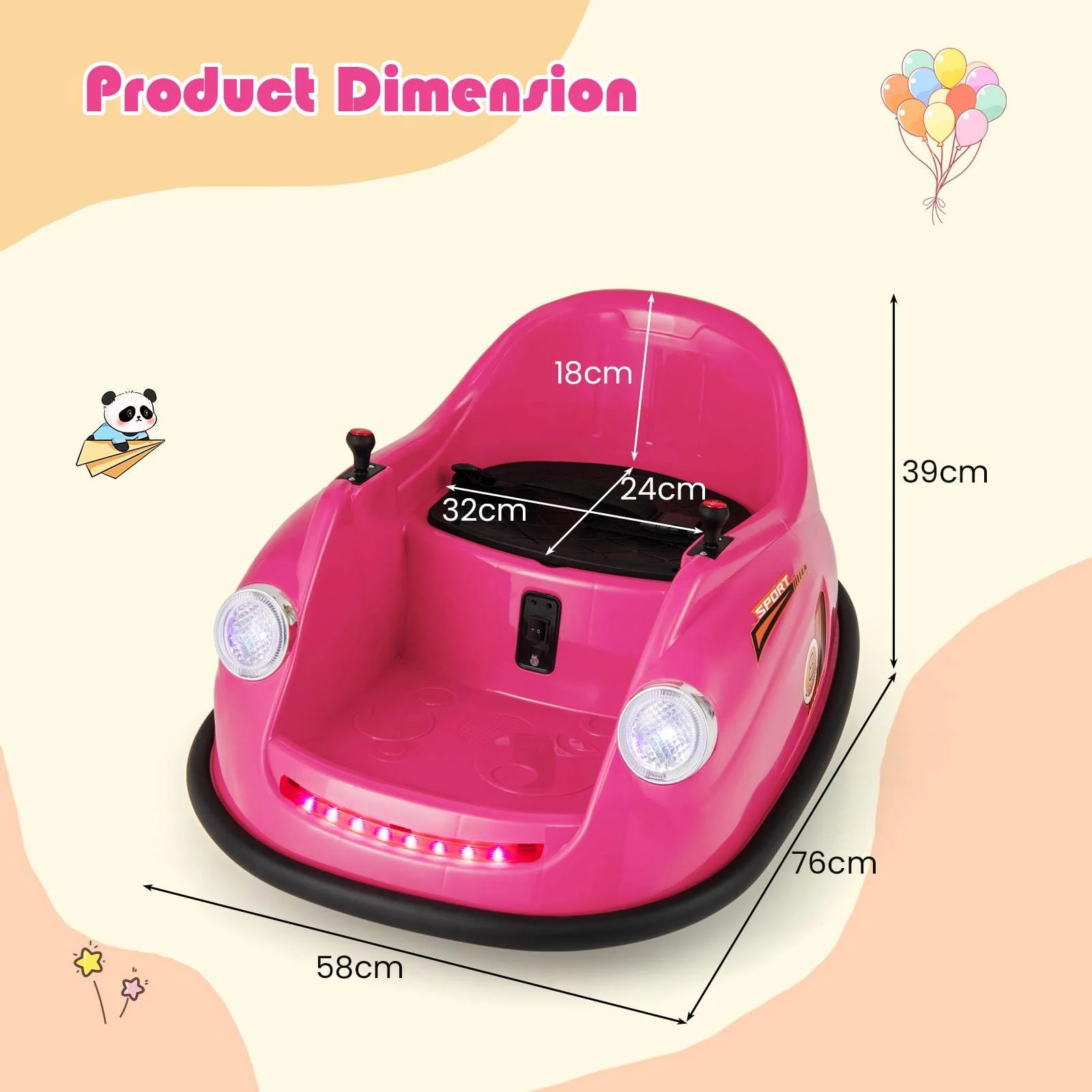 12V Electric Kids Ride on Bumper Car with Remote Control for Toddlers 2-5 Years Old - Image 6