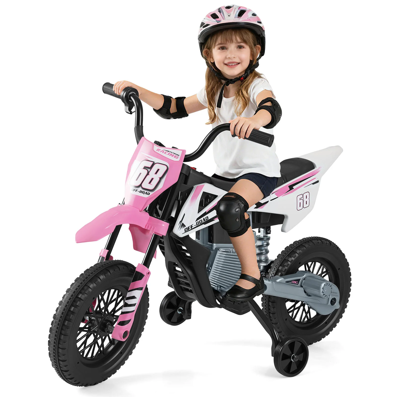 12V Kids Motorcycle with Training Wheels and Spring Suspension - Image 10