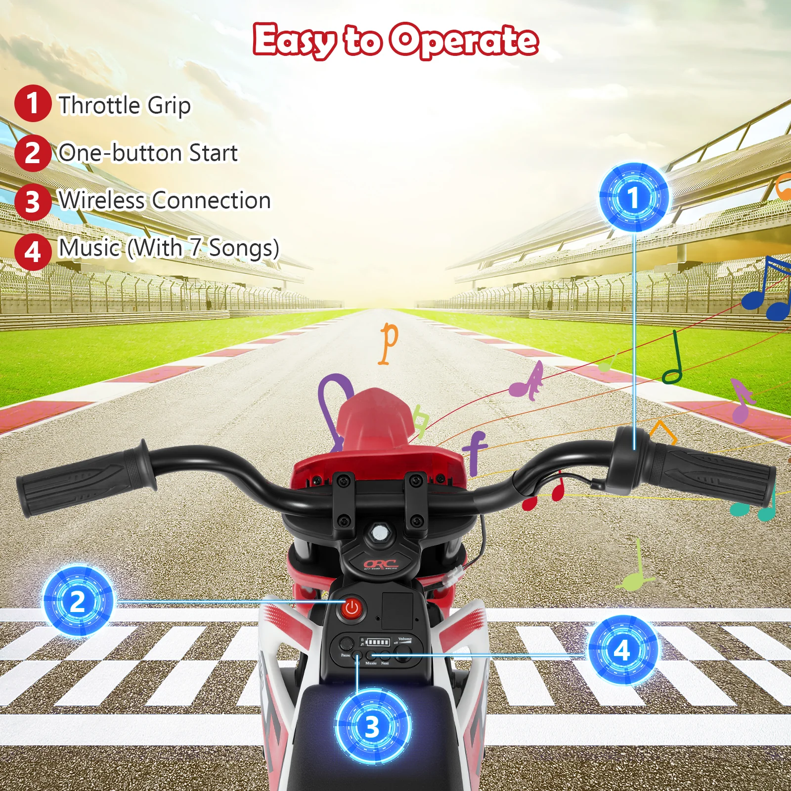 12V Kids Motorcycle with Training Wheels and Spring Suspension - Image 4