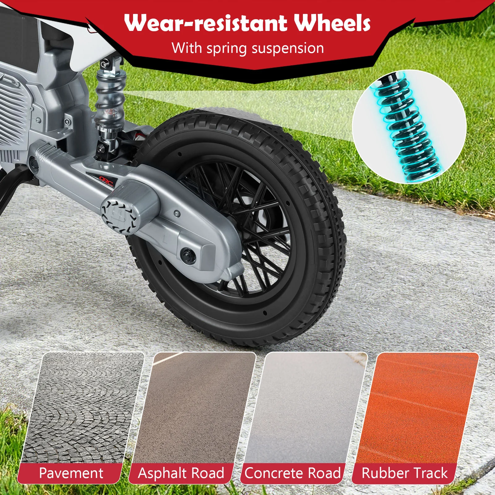 12V Kids Motorcycle with Training Wheels and Spring Suspension - Image 5