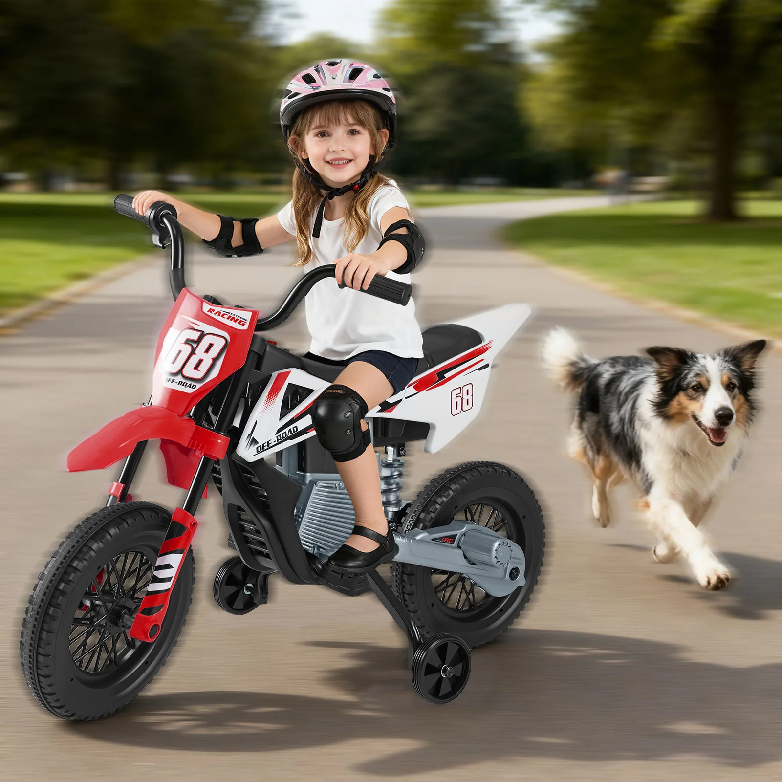 12V Kids Motorcycle with Training Wheels and Spring Suspension - Image 8