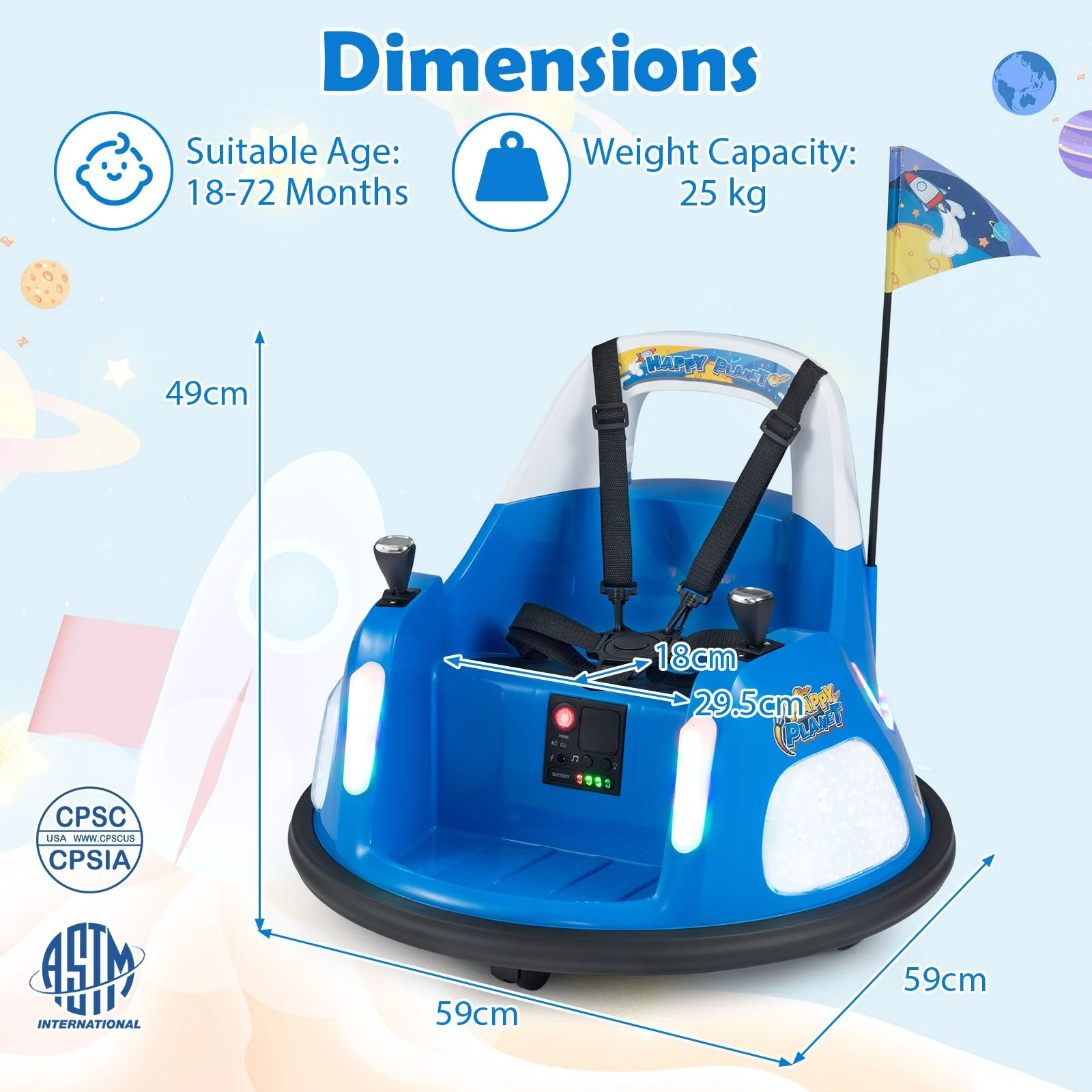12V Kids Ride On Bumper Car with Flashing Lights and Remote Control - Image 3