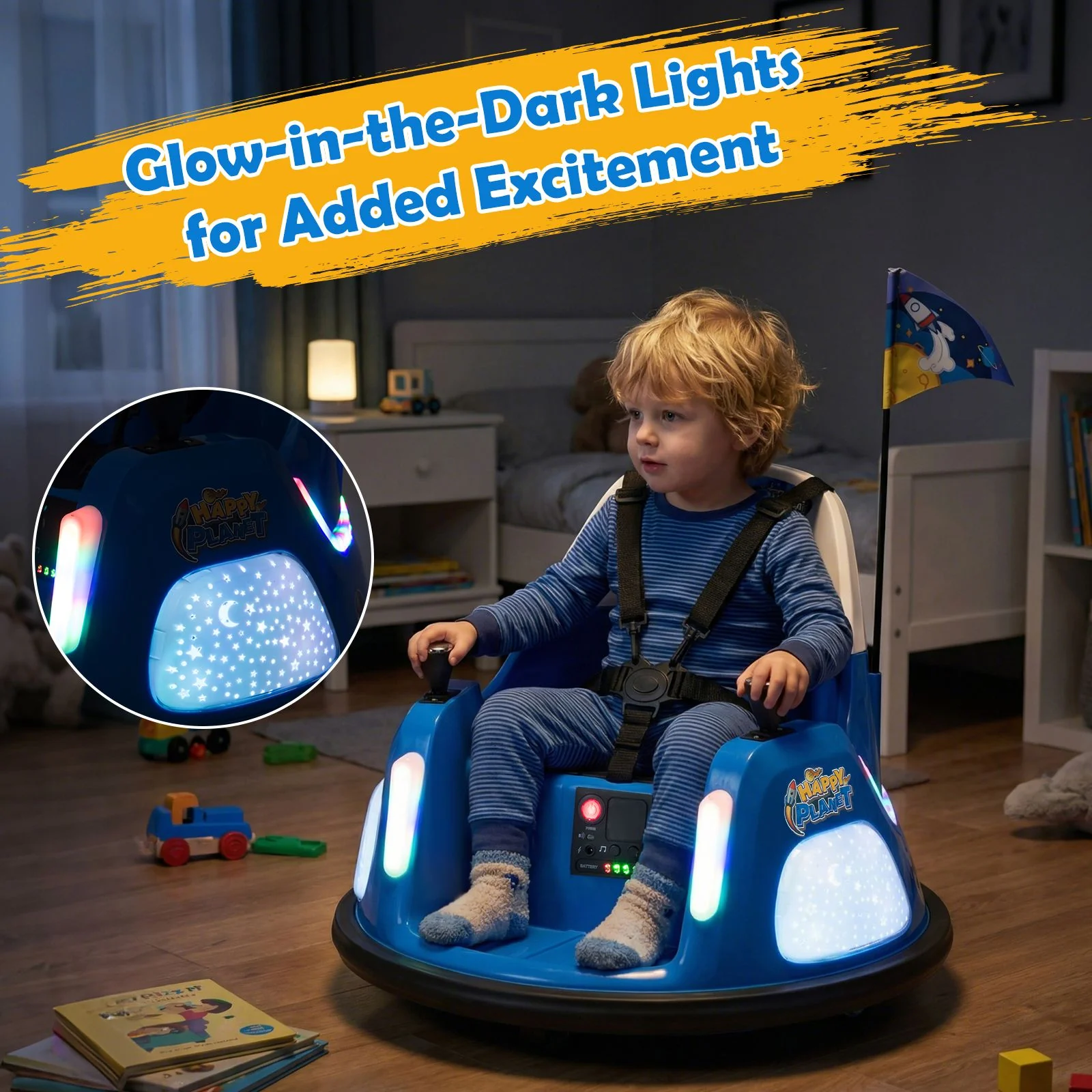 12V Kids Ride On Bumper Car with Flashing Lights and Remote Control - Image 7