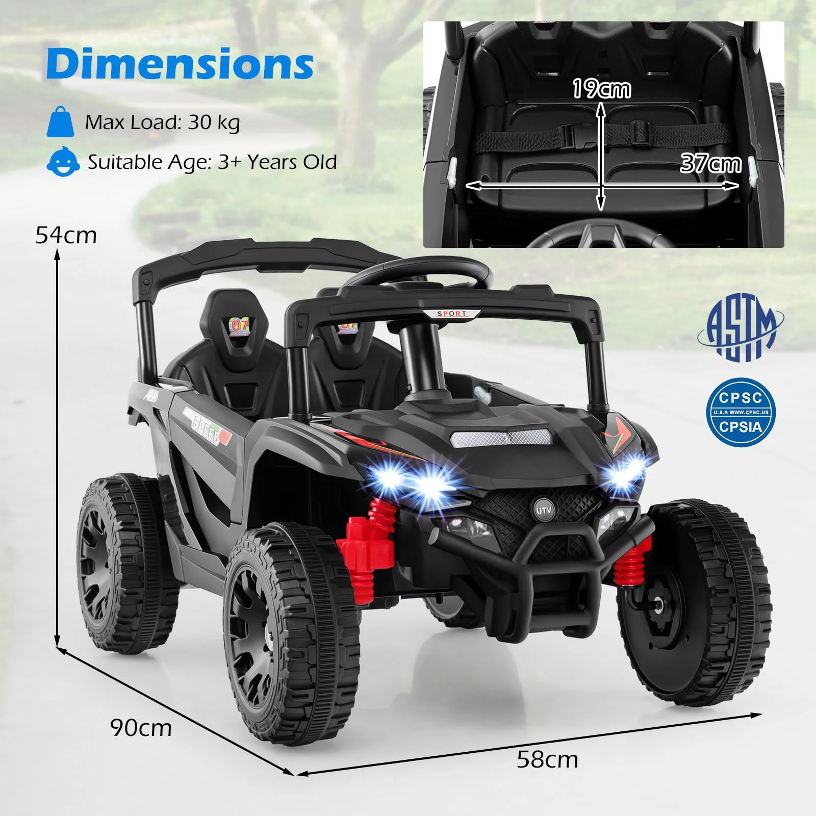 12V Kids Ride On Car, Electric UTV Truck with Remote Control - Image 3