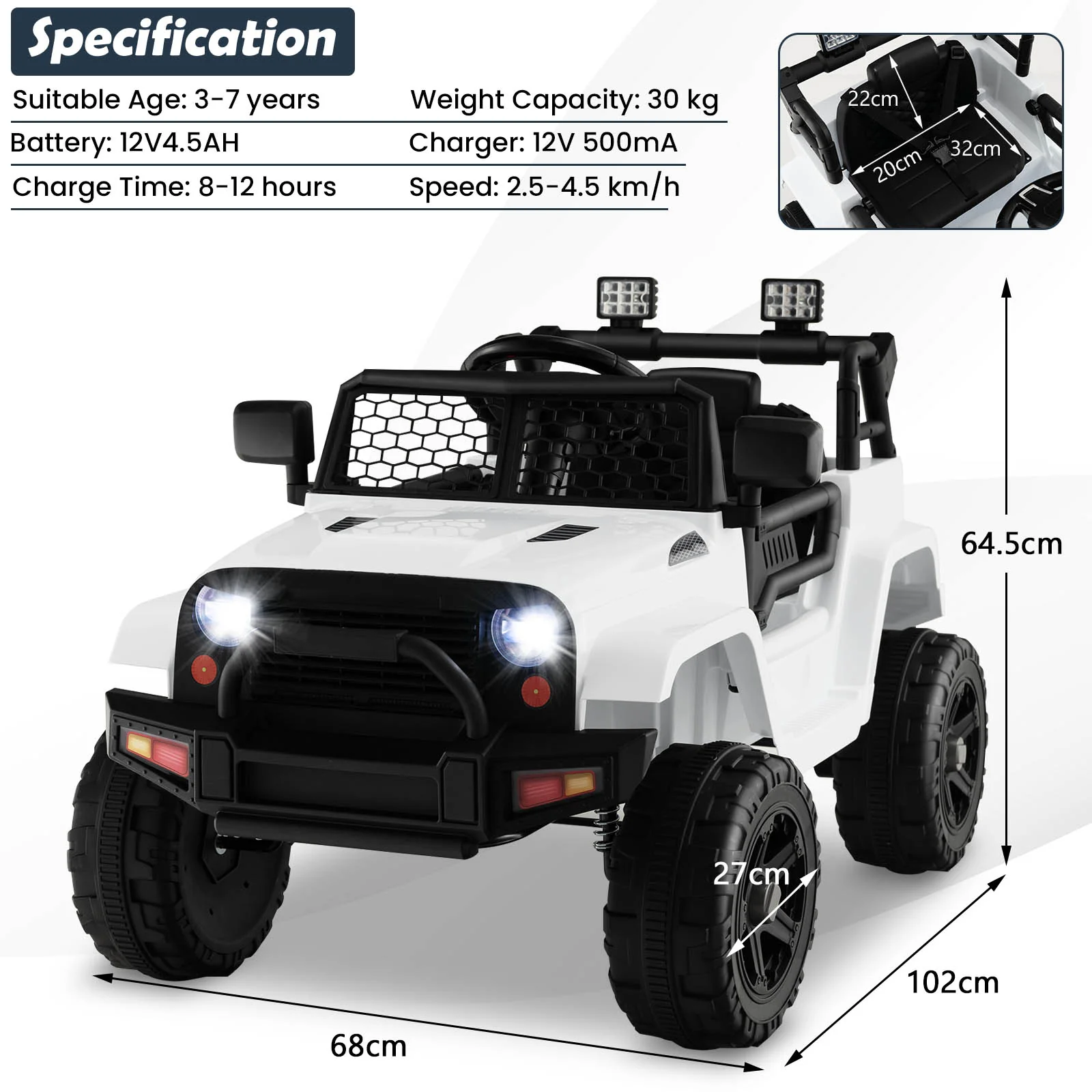 12V Kids Ride On Truck Car Electric Vehicle Remote w/ Music & Light - Image 5
