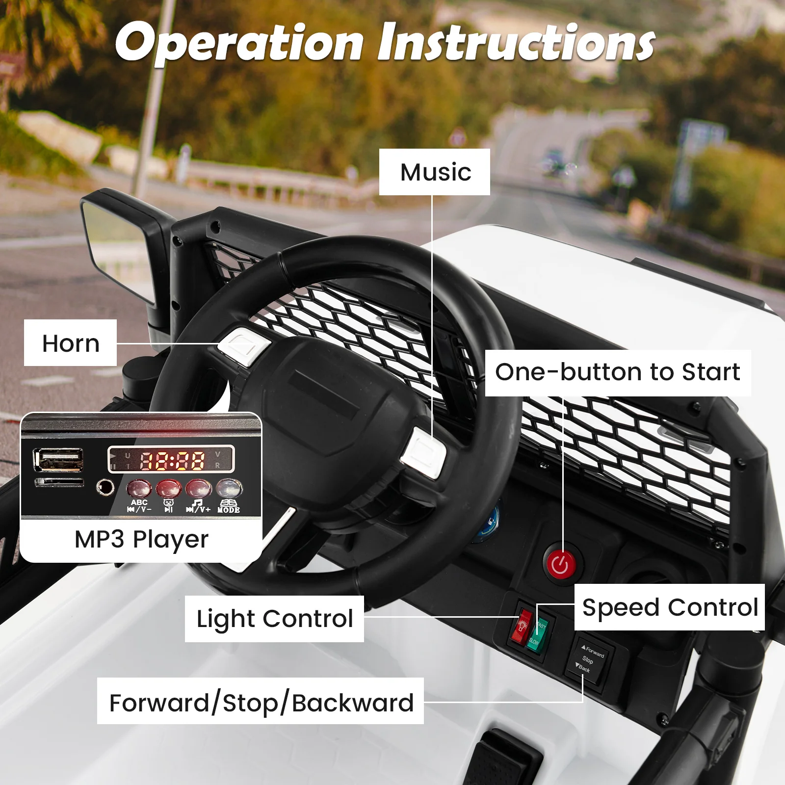 12V Kids Ride On Truck Car Electric Vehicle Remote w/ Music & Light - Image 9