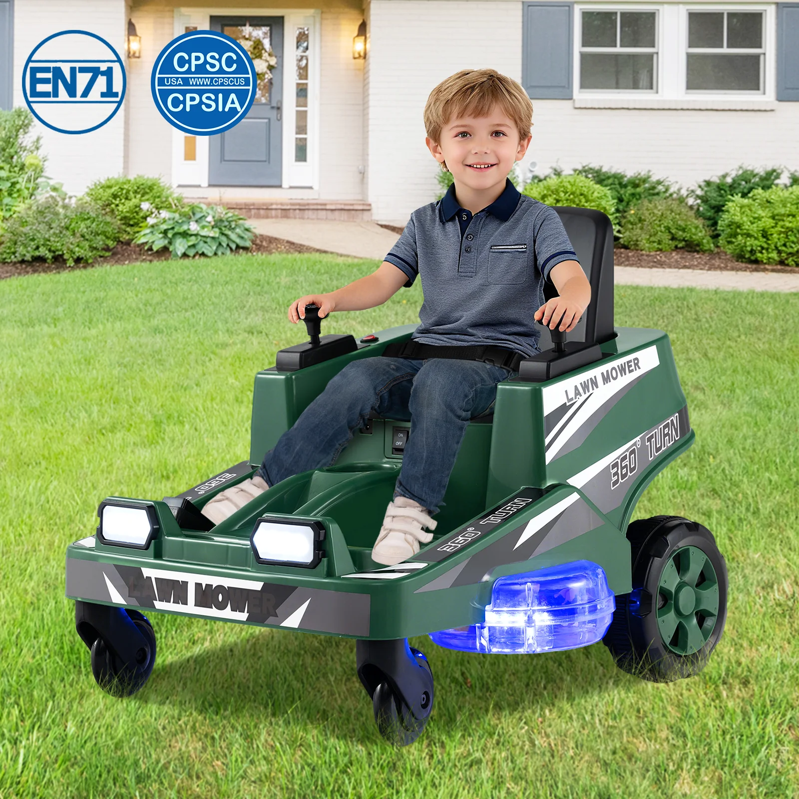 12V Ride on Lawn Mower for Kids, Toddler Electric Ride on Car - Image 10