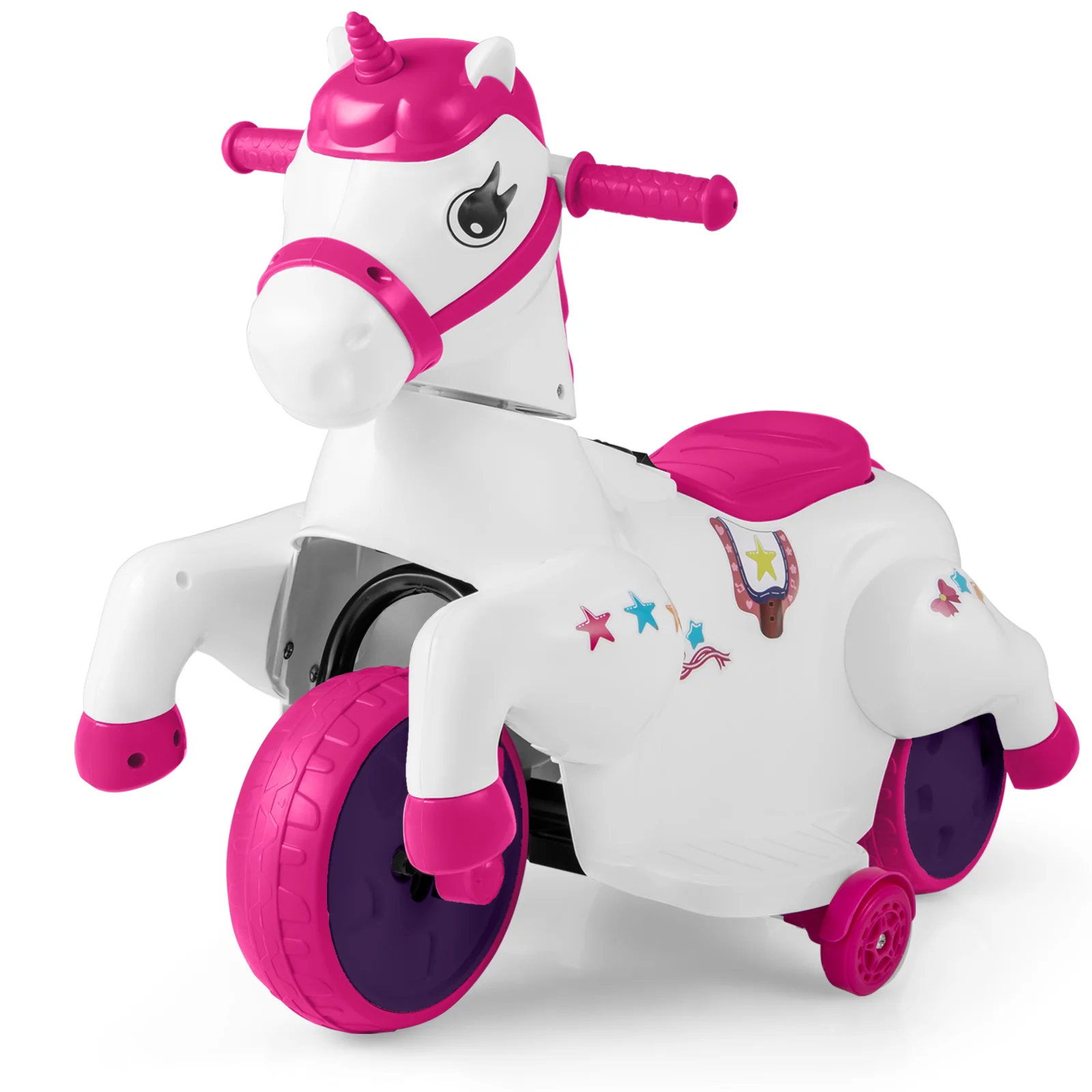 12V Unicorn Ride on Motorcycle Toy Kids Ride on Car Pony with Training Wheels - Image 12