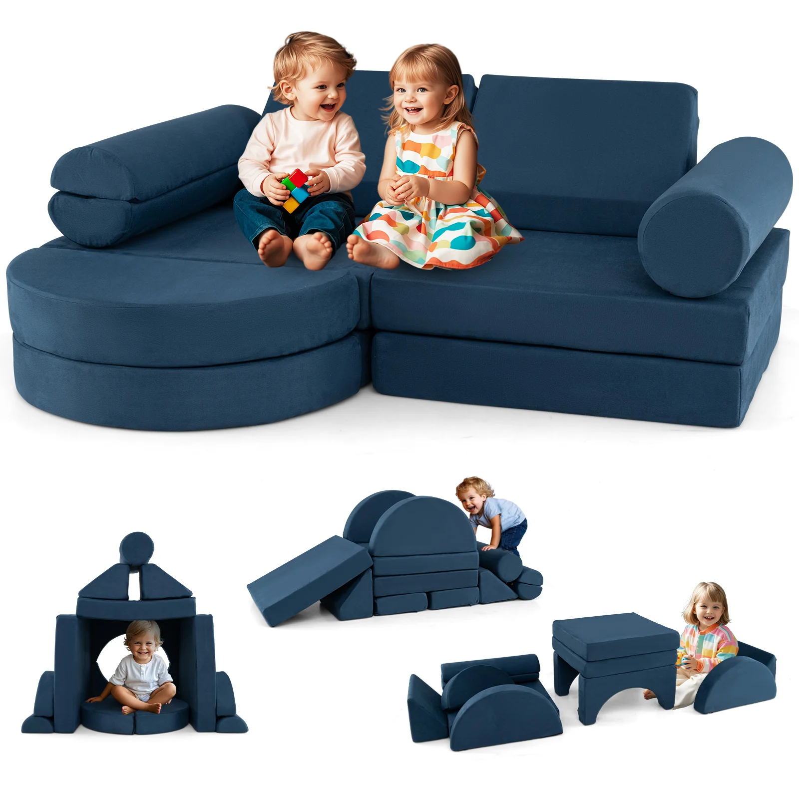 13 PCS Modular Kids Play Couch, Versatile Toddler Sectional Sofa Set for Nursery Playroom Bedroom Living Room - Image 10