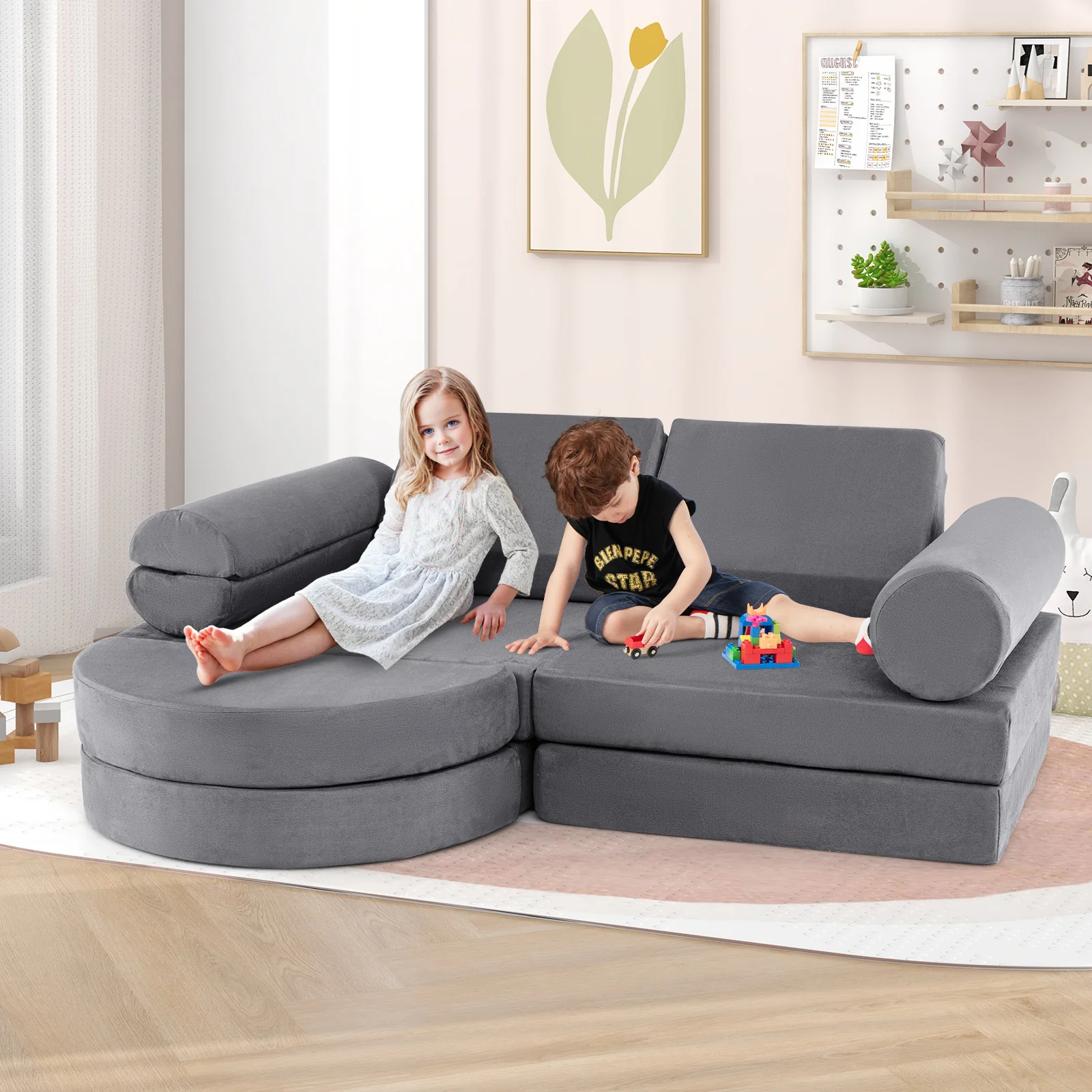 13 PCS Modular Kids Play Couch, Versatile Toddler Sectional Sofa Set for Nursery Playroom Bedroom Living Room - Image 3