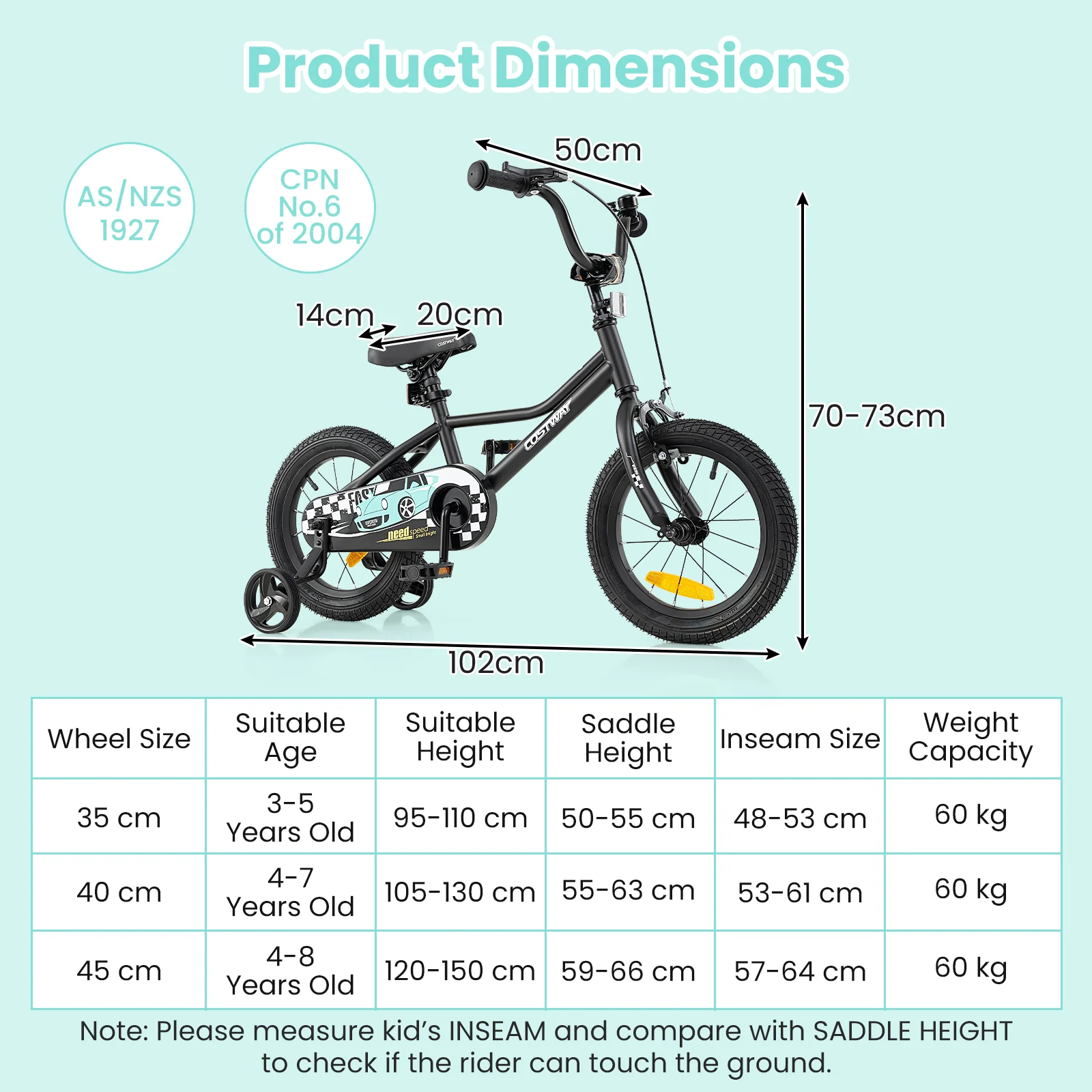 14/16/18-Inch Children Bicycle with Removable Training Wheels for 3-8 Years Old Boys and Girls - Image 12