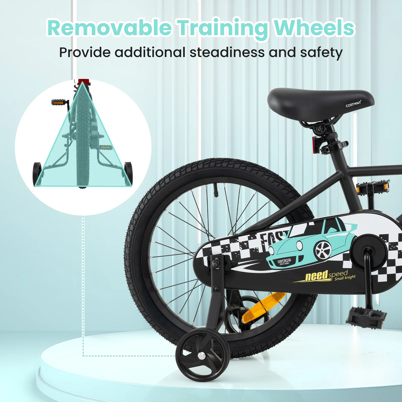 14/16/18-Inch Children Bicycle with Removable Training Wheels for 3-8 Years Old Boys and Girls - Image 5