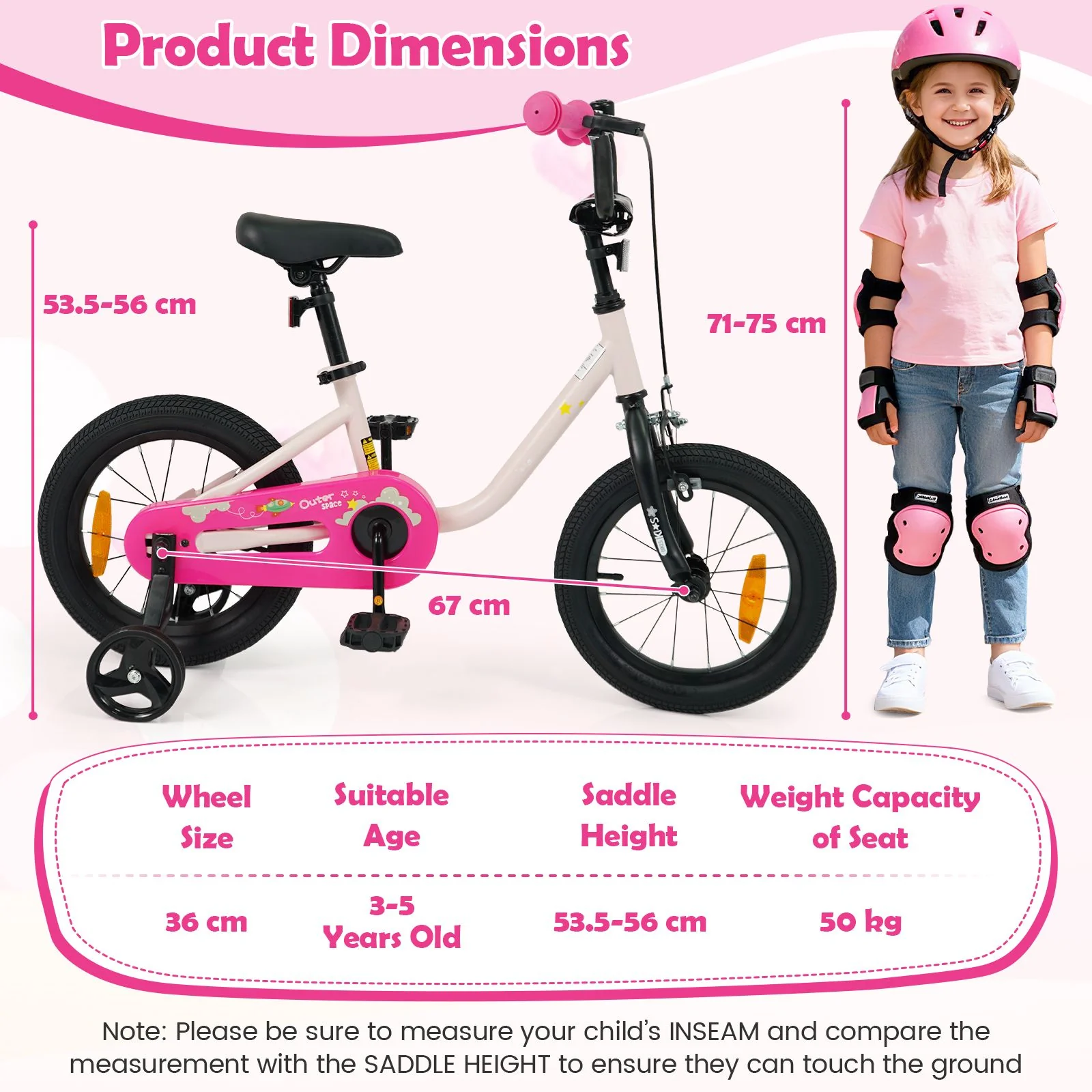 14/16-Inch Children Bicycle with Removable Training Wheels and Adjustable Seat for kids - Image 10