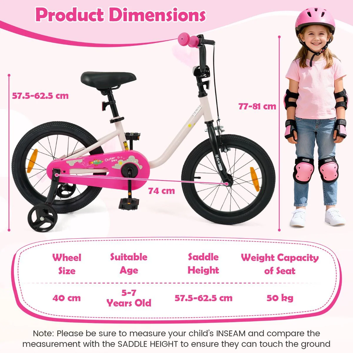 14/16-Inch Children Bicycle with Removable Training Wheels and Adjustable Seat for kids - Image 11