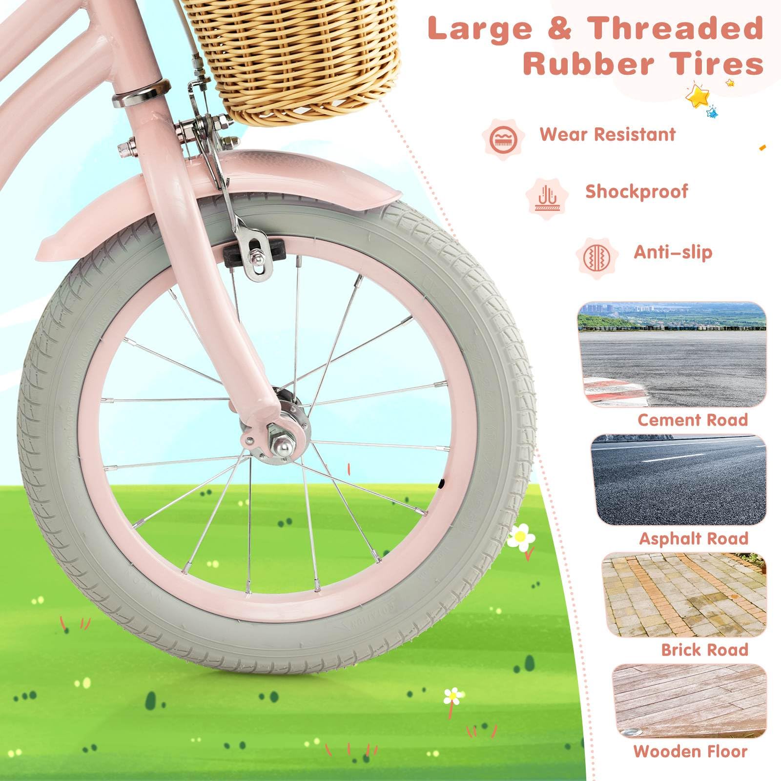 14”/16” Kid’s Bike with Training Wheels, Bicycle for 3-5/4-7 Years Old - Image 8