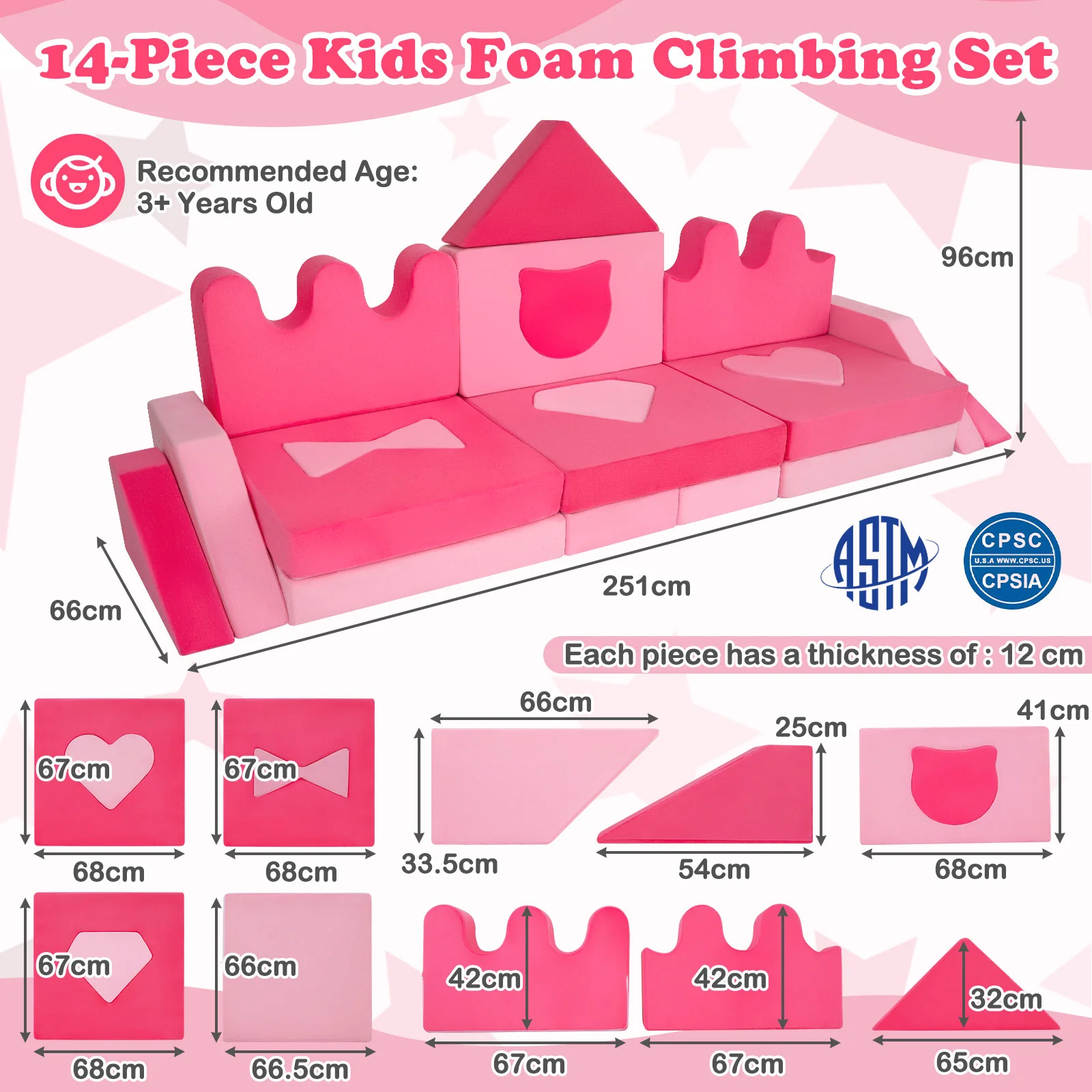 14 Piece Kids Play Couch w/High-Density Sponge & Detachable Covers  for Kids 3+ Years Old - Image 3