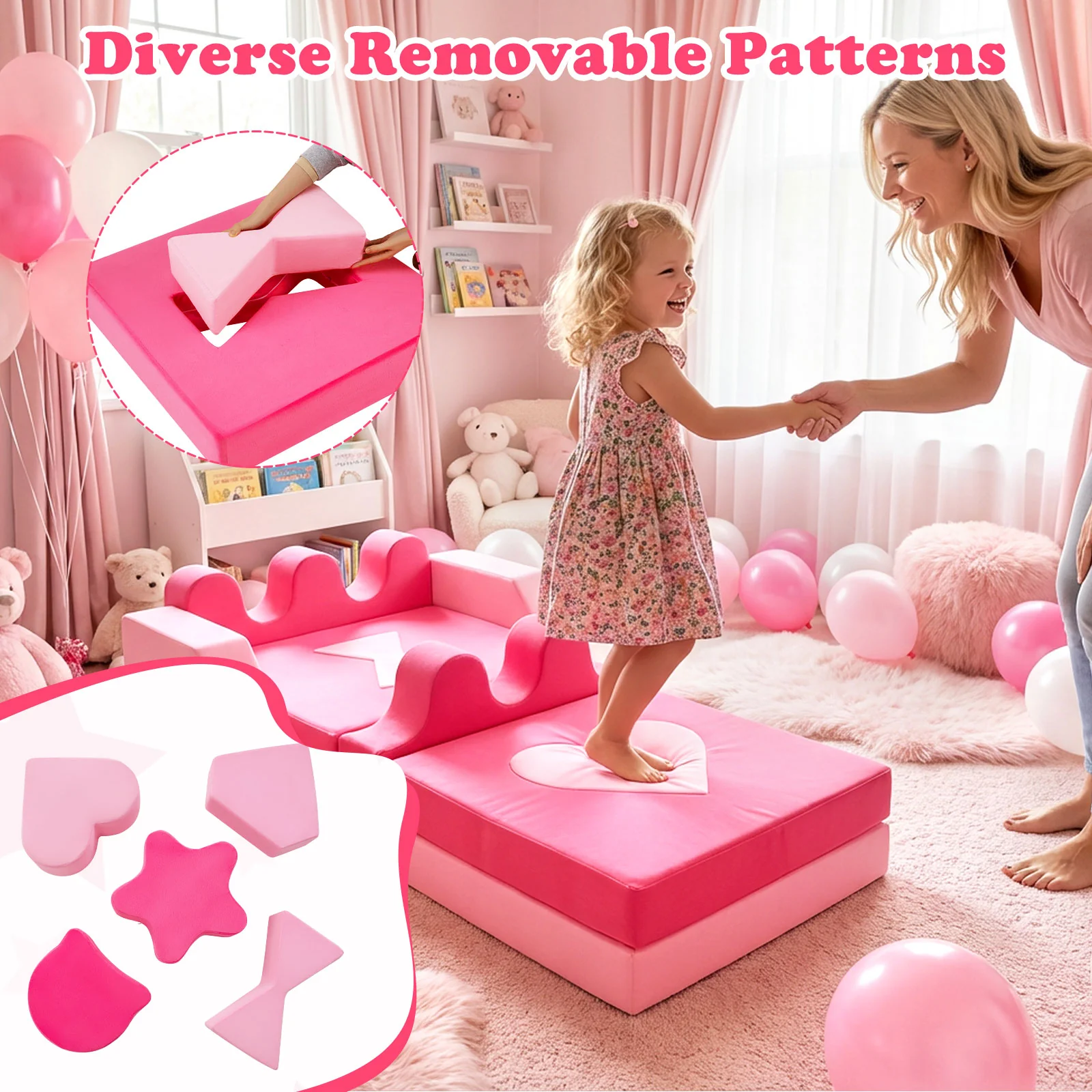 14 Piece Kids Play Couch w/High-Density Sponge & Detachable Covers  for Kids 3+ Years Old - Image 6