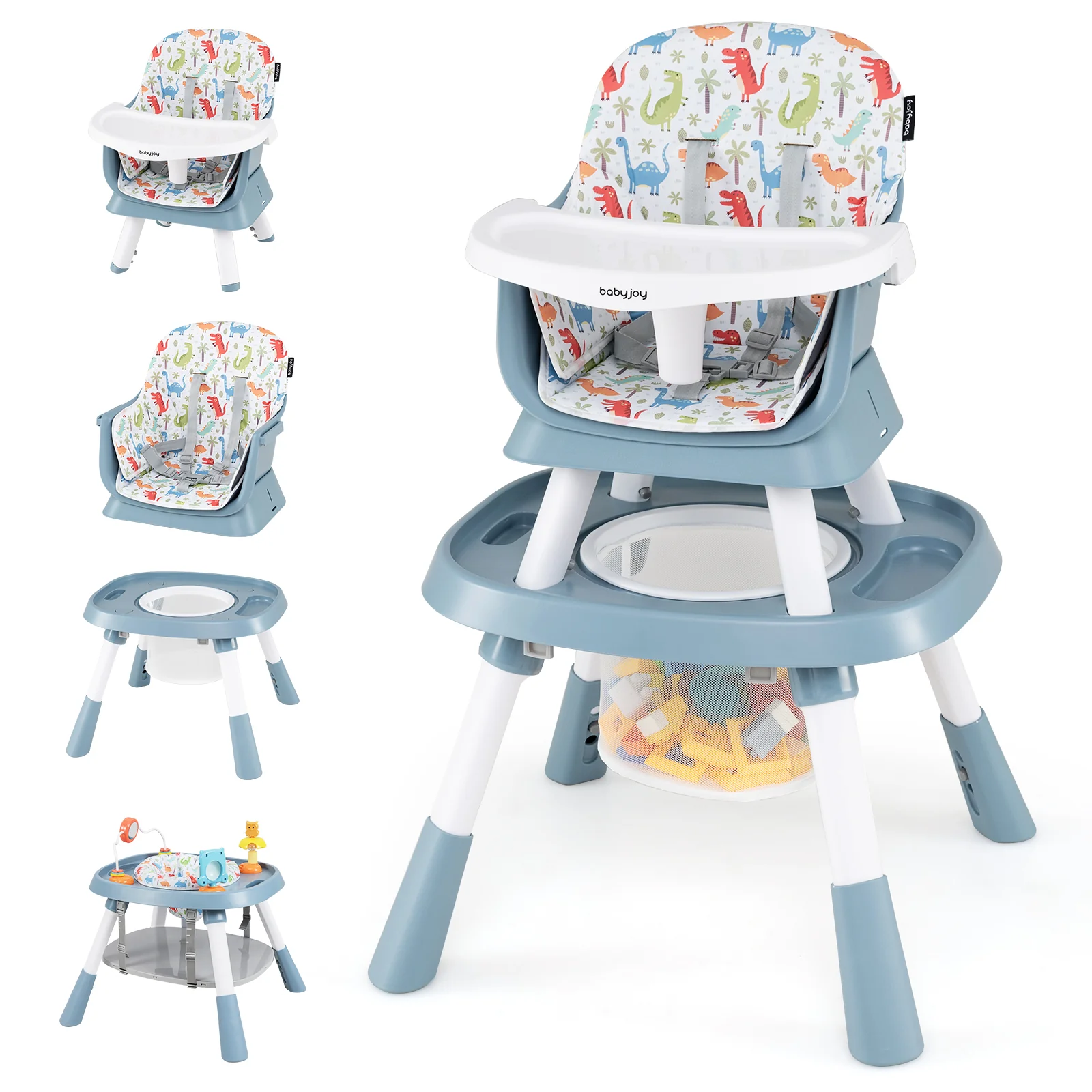 15-in-1 Convertible Baby High Chair, Multifunctional Kids Table & Chair Set - Image 12