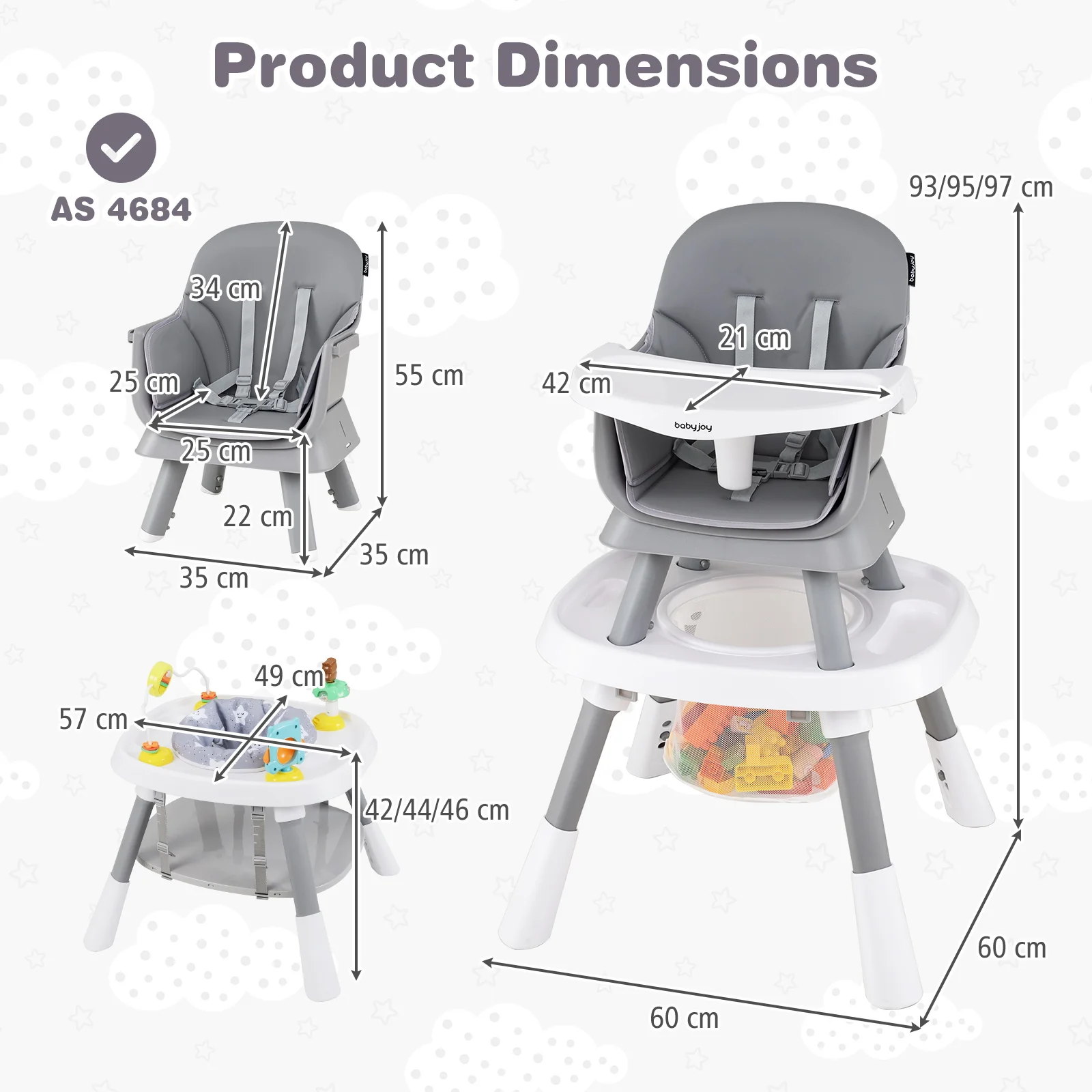 15-in-1 Convertible Baby High Chair, Multifunctional Kids Table & Chair Set - Image 3