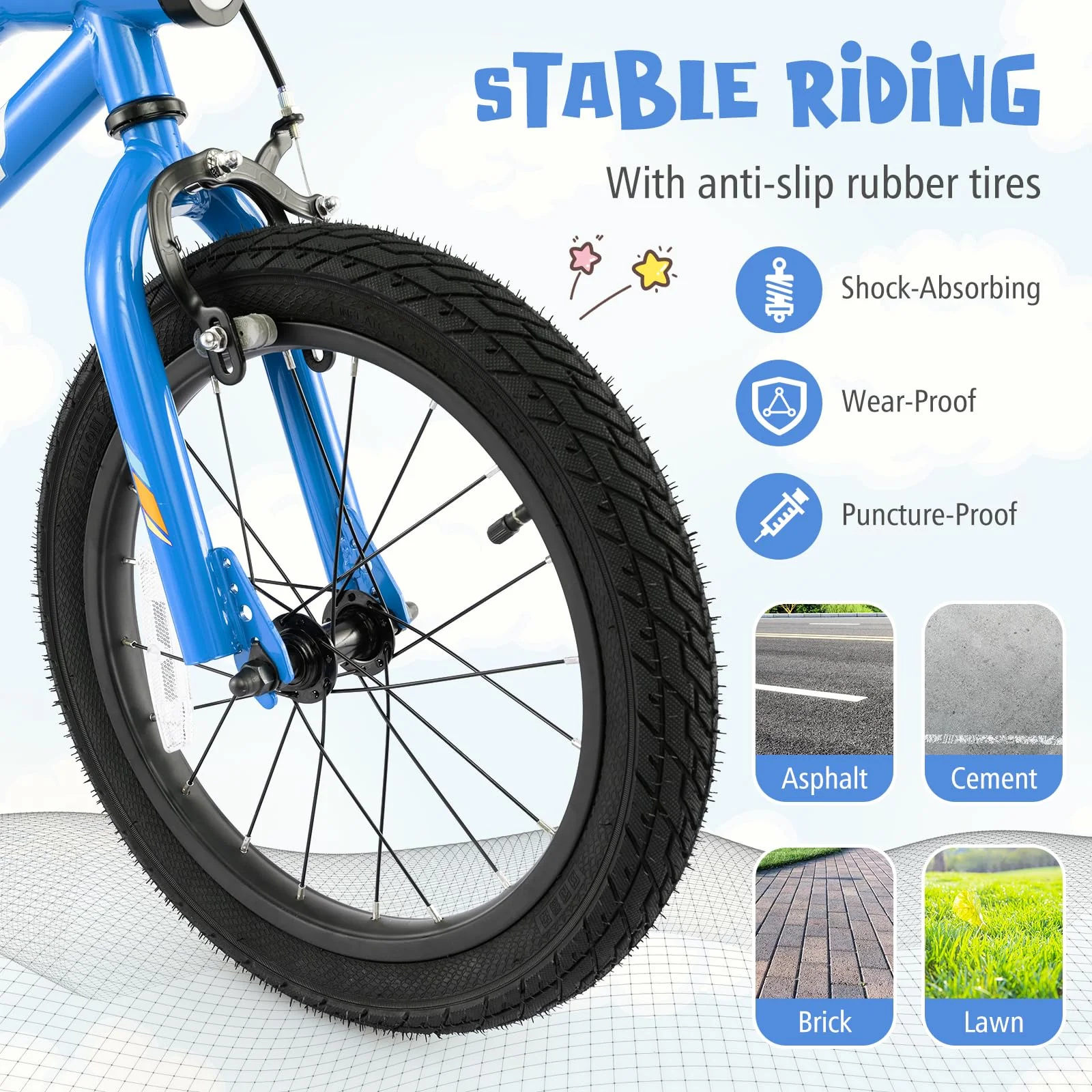 16” LED Lighted Kids Bike, Carbon Steel Children Bicycle, 95% Pre-Assembled - Image 3