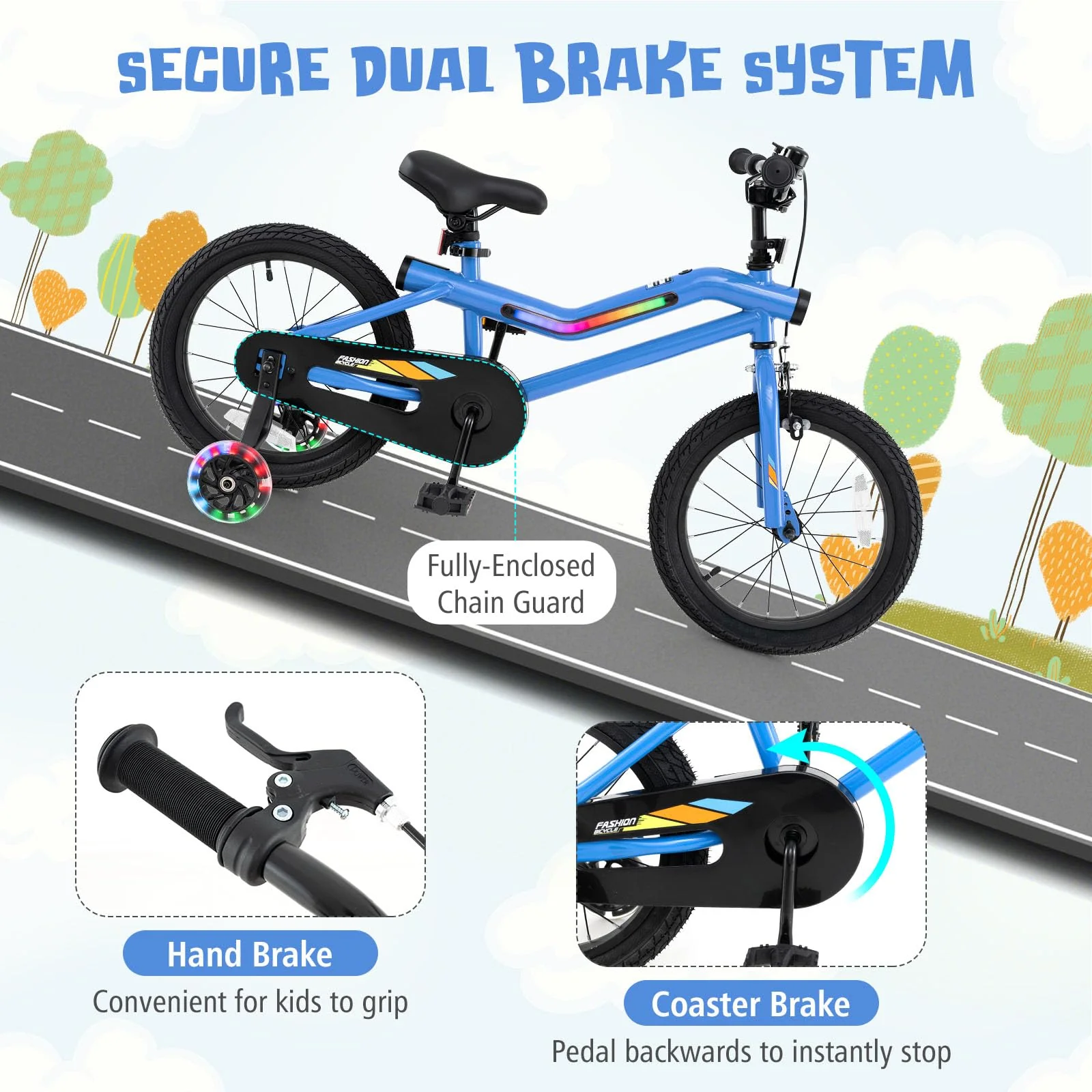 16” LED Lighted Kids Bike, Carbon Steel Children Bicycle, 95% Pre-Assembled - Image 6