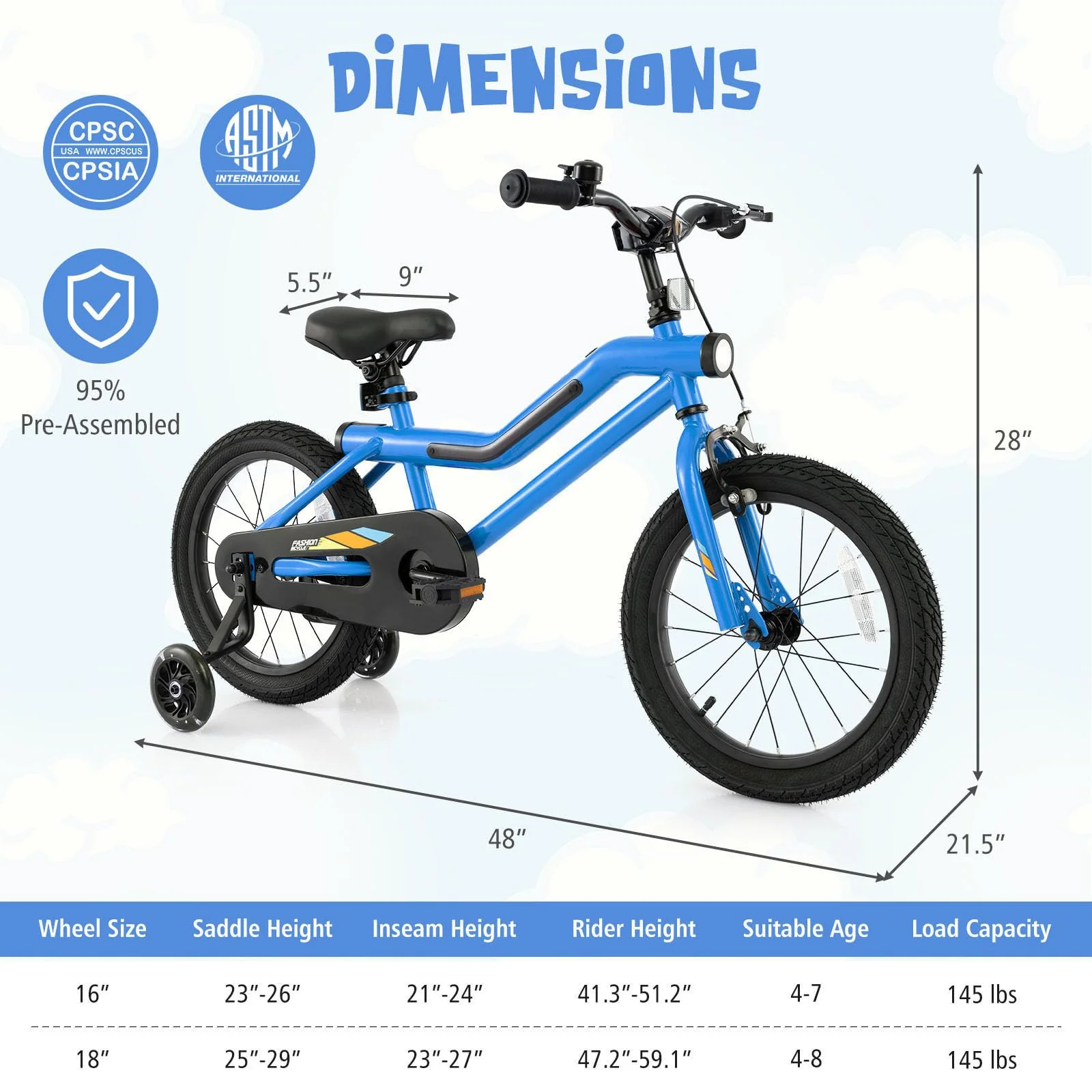 16” LED Lighted Kids Bike, Carbon Steel Children Bicycle, 95% Pre-Assembled - Image 9