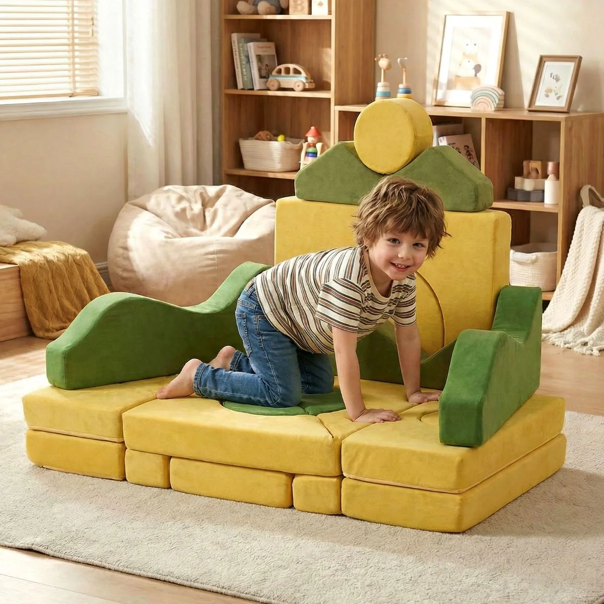 19 Pieces Sunrise Theme Toddler Foam Building Fort - Image 2