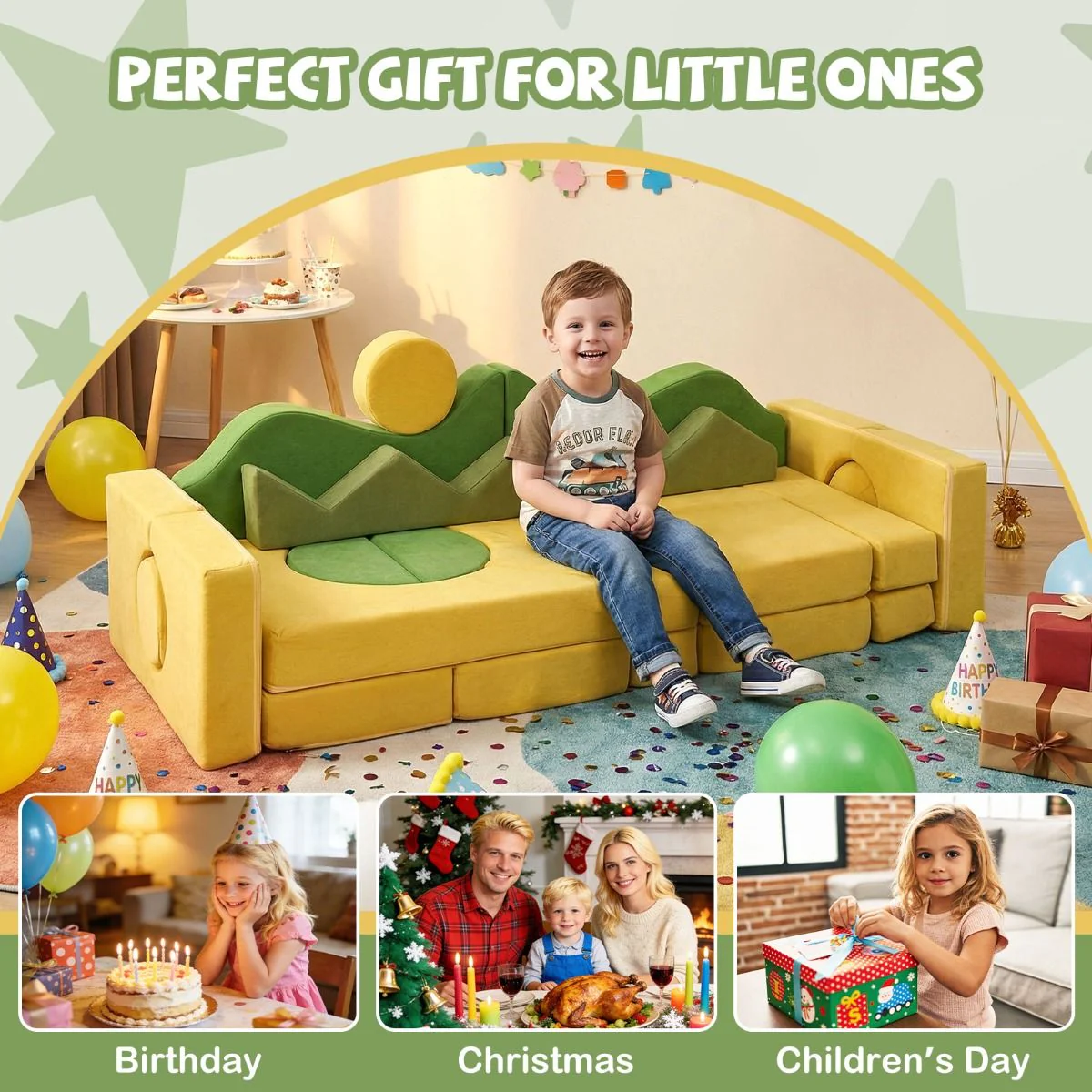 19 Pieces Sunrise Theme Toddler Foam Building Fort - Image 6