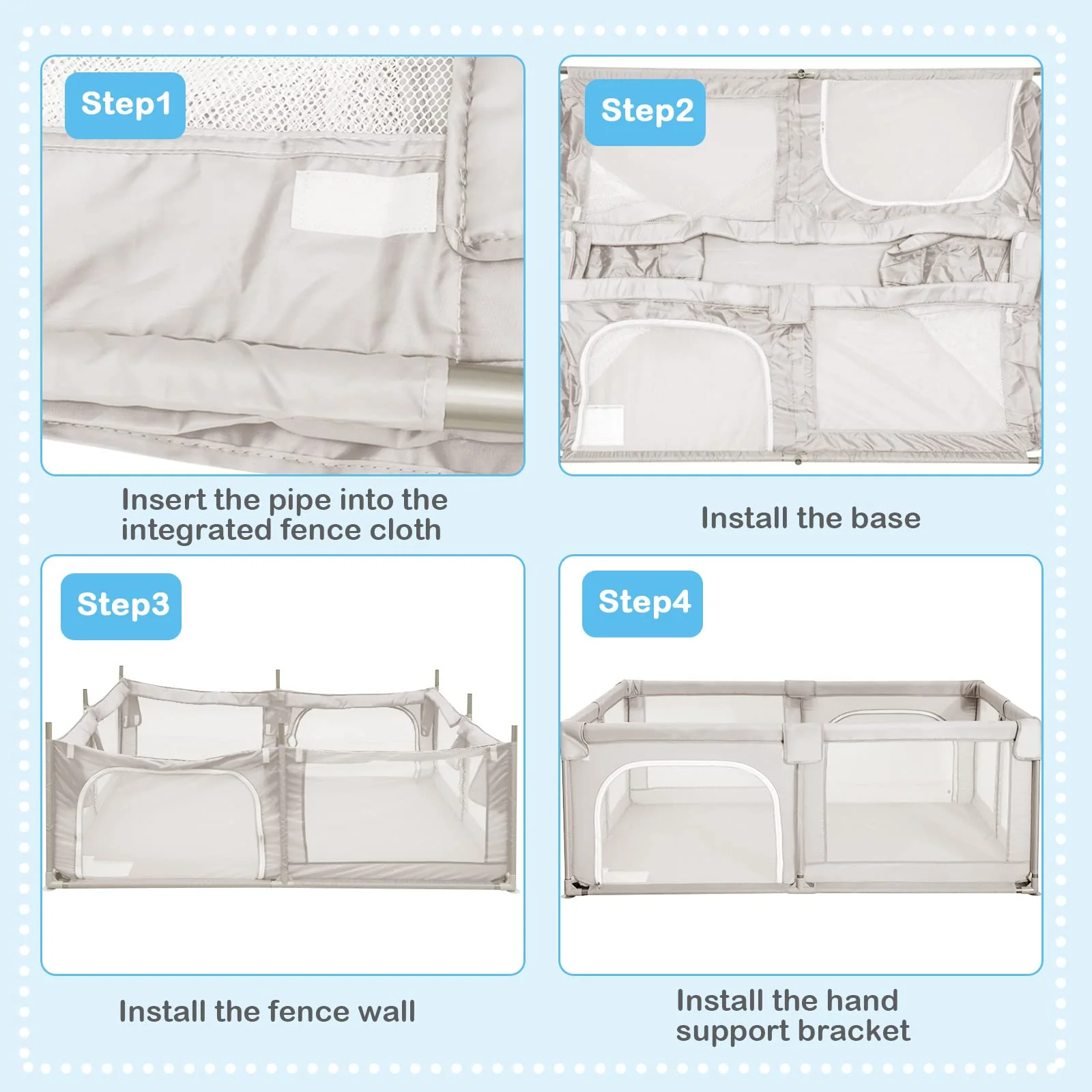 190 x 150 CM Large Baby Playpen, Extra Large Playard for Babies - Image 9
